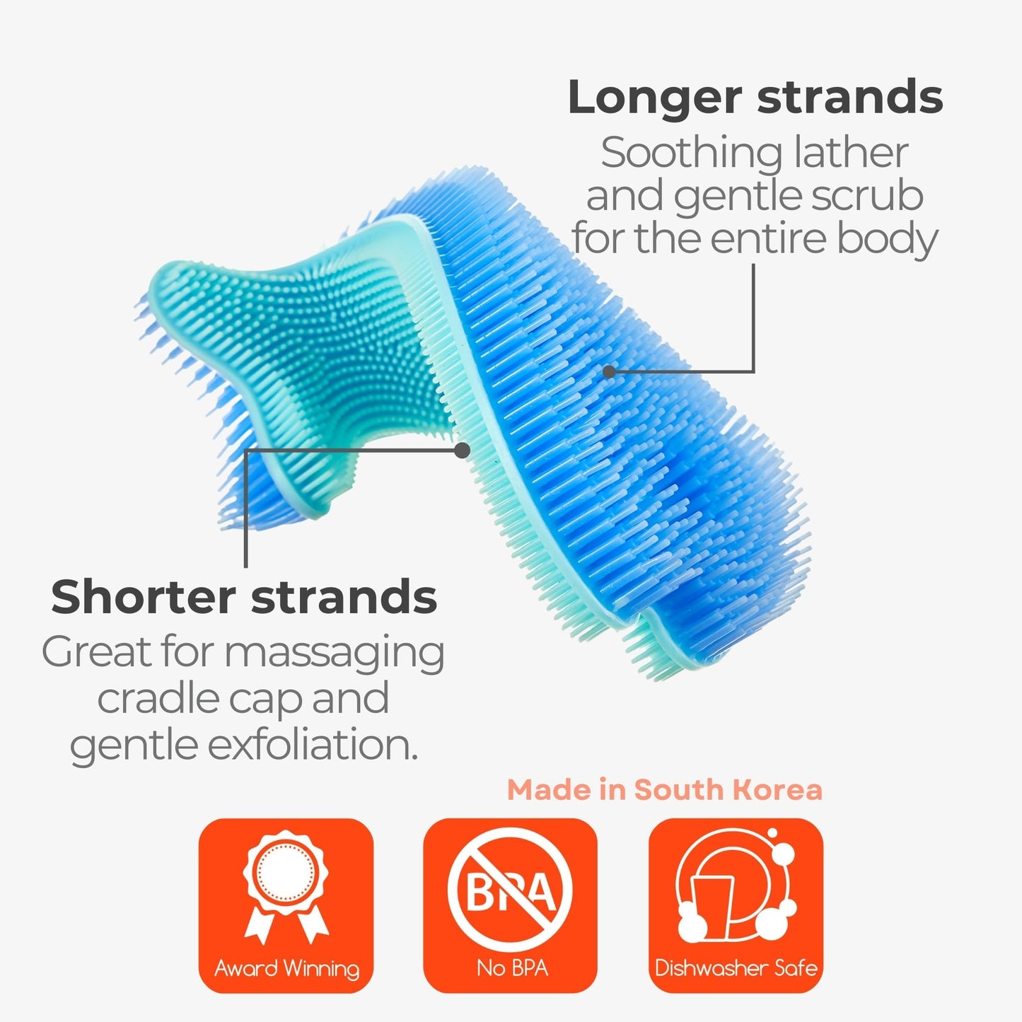 Innobaby Bathin' Smart Silicone Fish Antimicrobial Bath Scrub, Aqua/Periwinkle