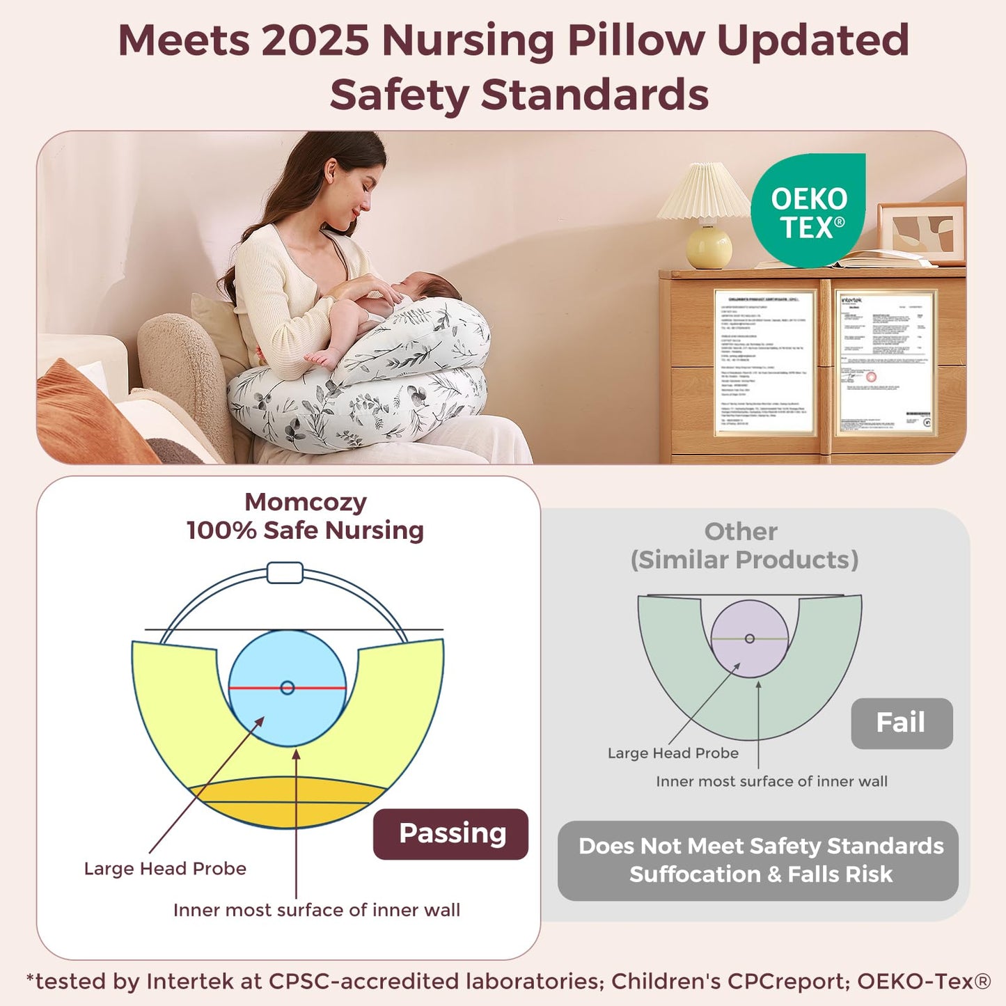 Momcozy Almohada de Lactancia con Protección Innovadora para Amamantar - Almohada de Alimentación Más Ancha para Mayor Apoyo para Mamá y Bebé - Lactancia Más Fácil y Manos Libres - Se Ajusta a Todas