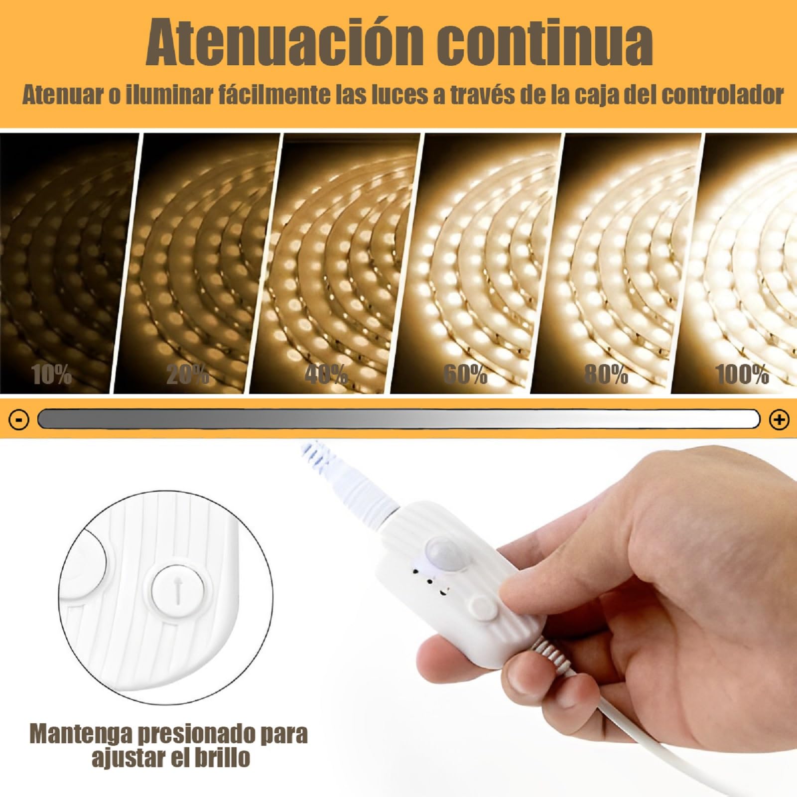 BAGOTT Tira de Luces Led, 3M Luz Led Regulable con Sensor de Movimiento, 180 LED, 3500K Brillo Ajustable para Cocina, Recámara, Sala de Estar, Dormitorio (Blanco Calido)