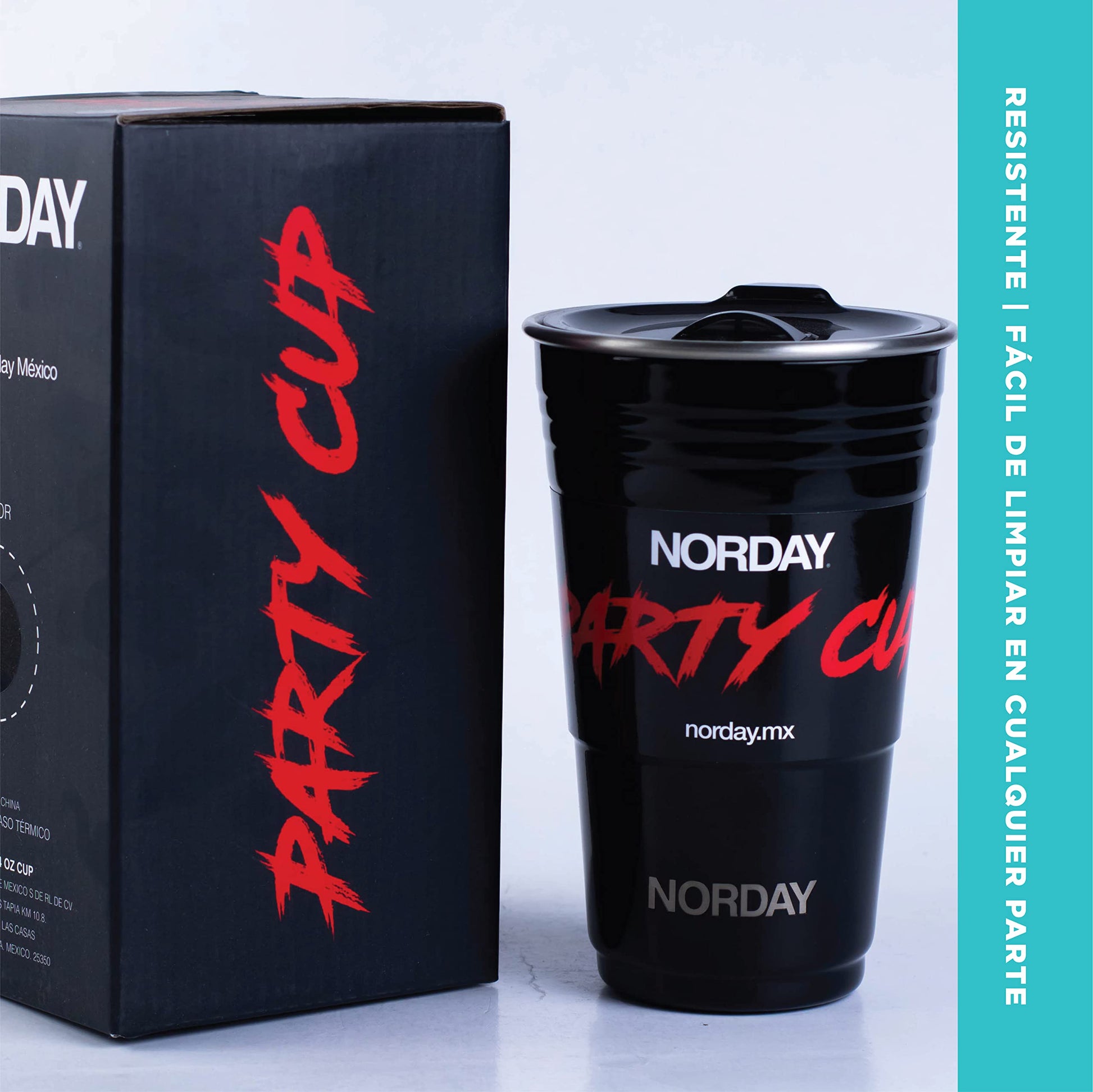 Termo de Acero Inoxidable Norday Negro con Tapa Antiderrame y Doble Pared