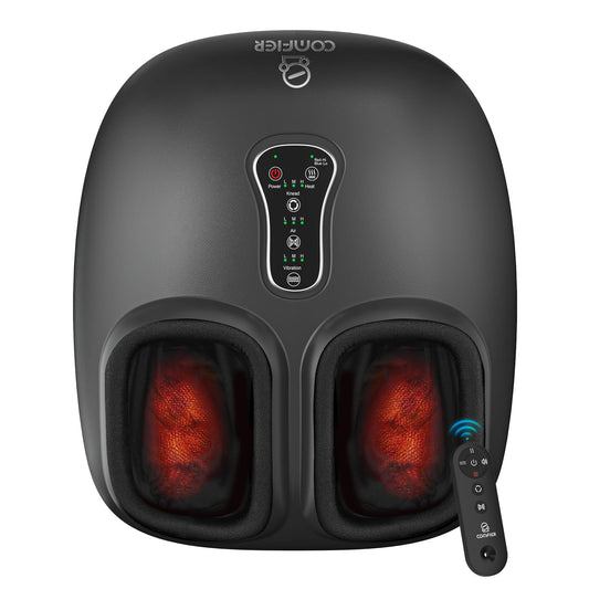 COMFIER Comfier 2024 Upgrade Masajeador De Pies Con Control Remoto, Función Pausa, Masajeador De Pies Con Calor, Compresión, Vibración, Masajeador De Pies Shiatsu Para Neuropatía, Fascitis P