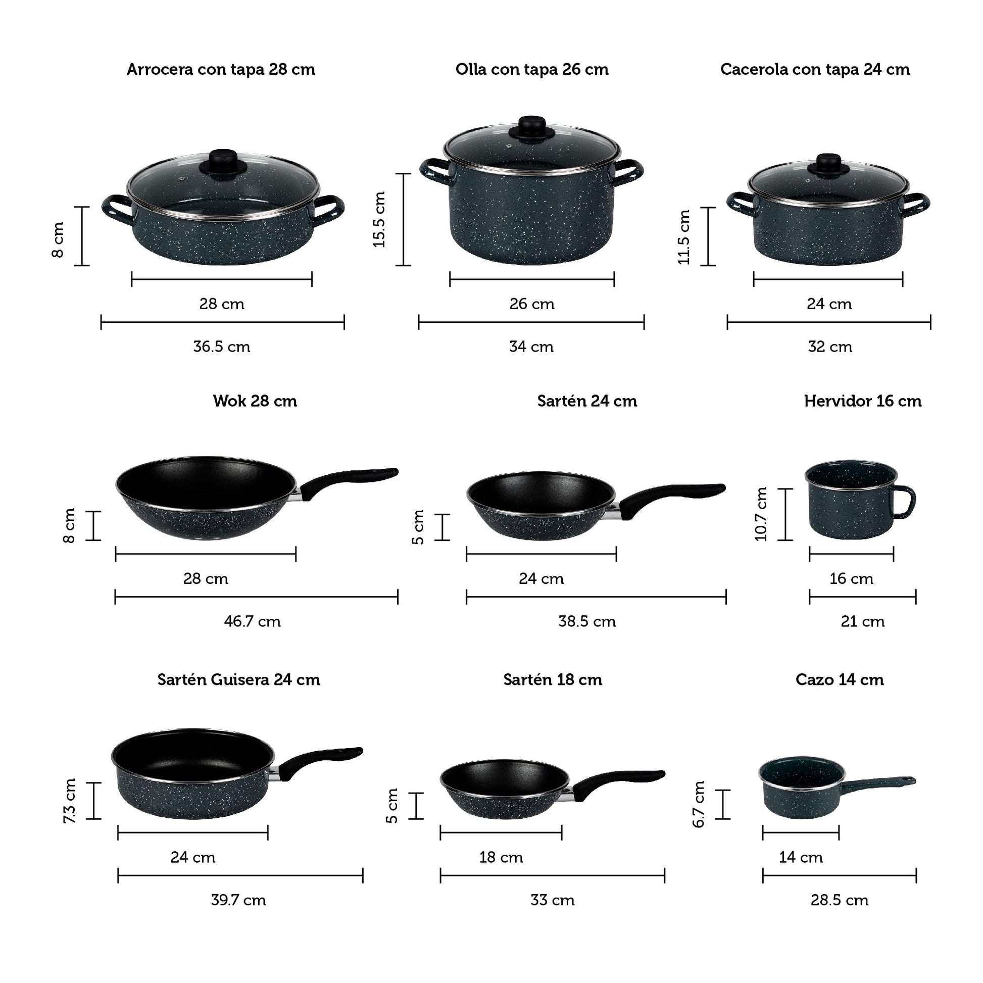 Batería de Cocina Ekco Gris Inducción 12 Piezas Acero Esmaltado