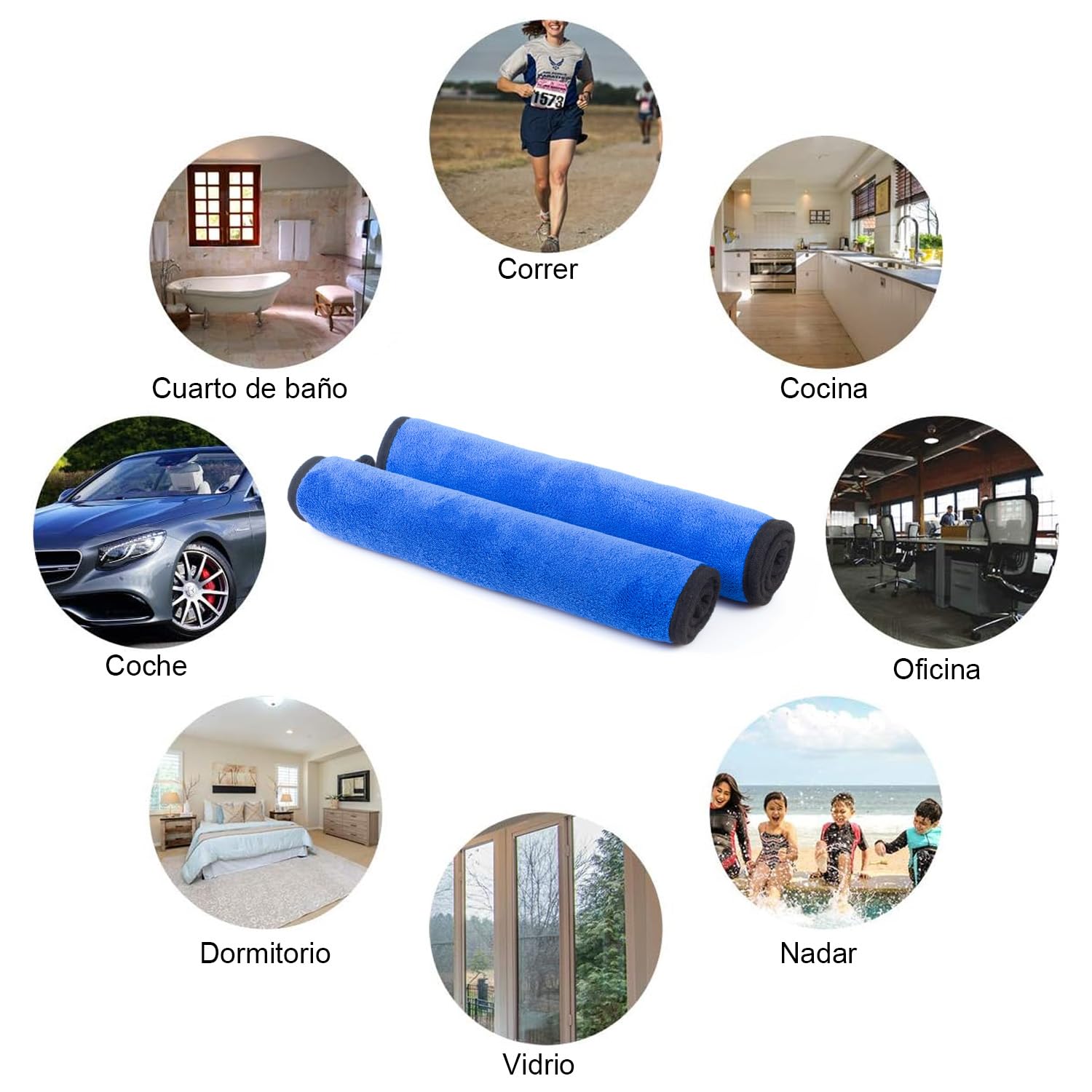 DASKING Kit Limpieza Coche, Guante y Toallas de Microfibra Premium de Lavado Coche, 2PCS Toallas (30 * 40cm) y 1PC Guante para la Limpieza de vehículo, Juego de Limpieza para Automóviles, Azul