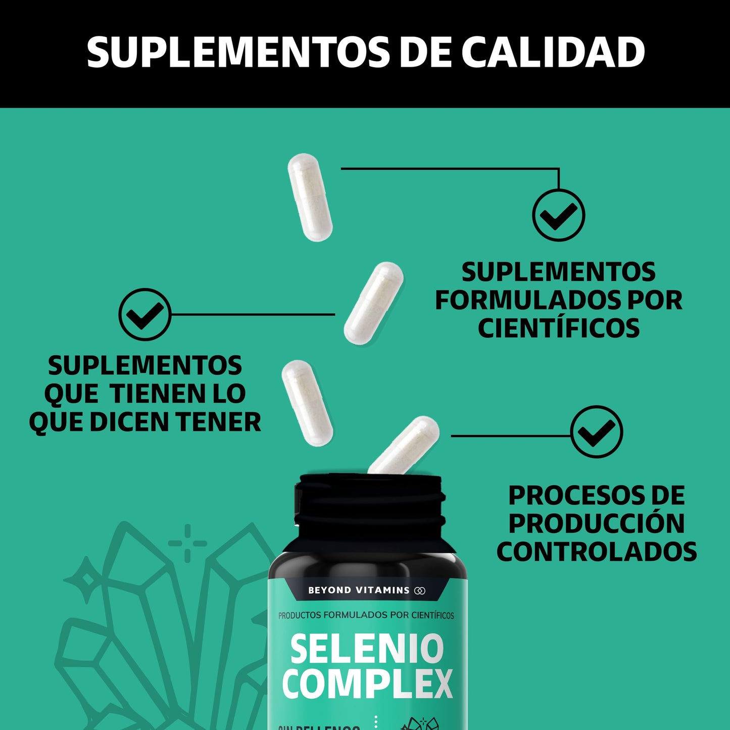 Cápsulas Selenio Seleniometionina Veganas con Vitamina E, Moringa y Raíz de Cúrcuma