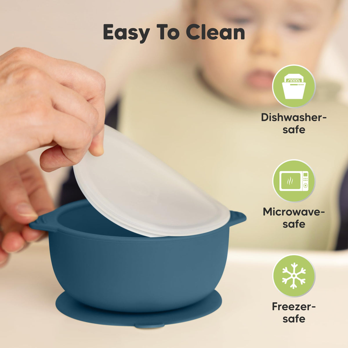 KeaBabies Pack de 2 cuencos para bebé con ventosa y tapa – Cuenco de silicona para niños y niñas, sin BPA