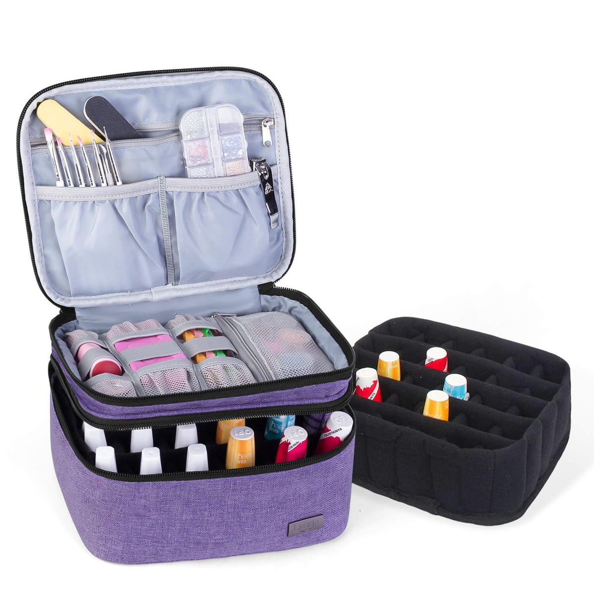 Luxja Nail Polish Carrying Case - Holds 20 Bottles (15ml - 0.5 fl.oz) or 30 Bottles (7ml - 0.27 fl.oz), Portable Organizer Bag for Nail Polish and Manicure Set, Purple