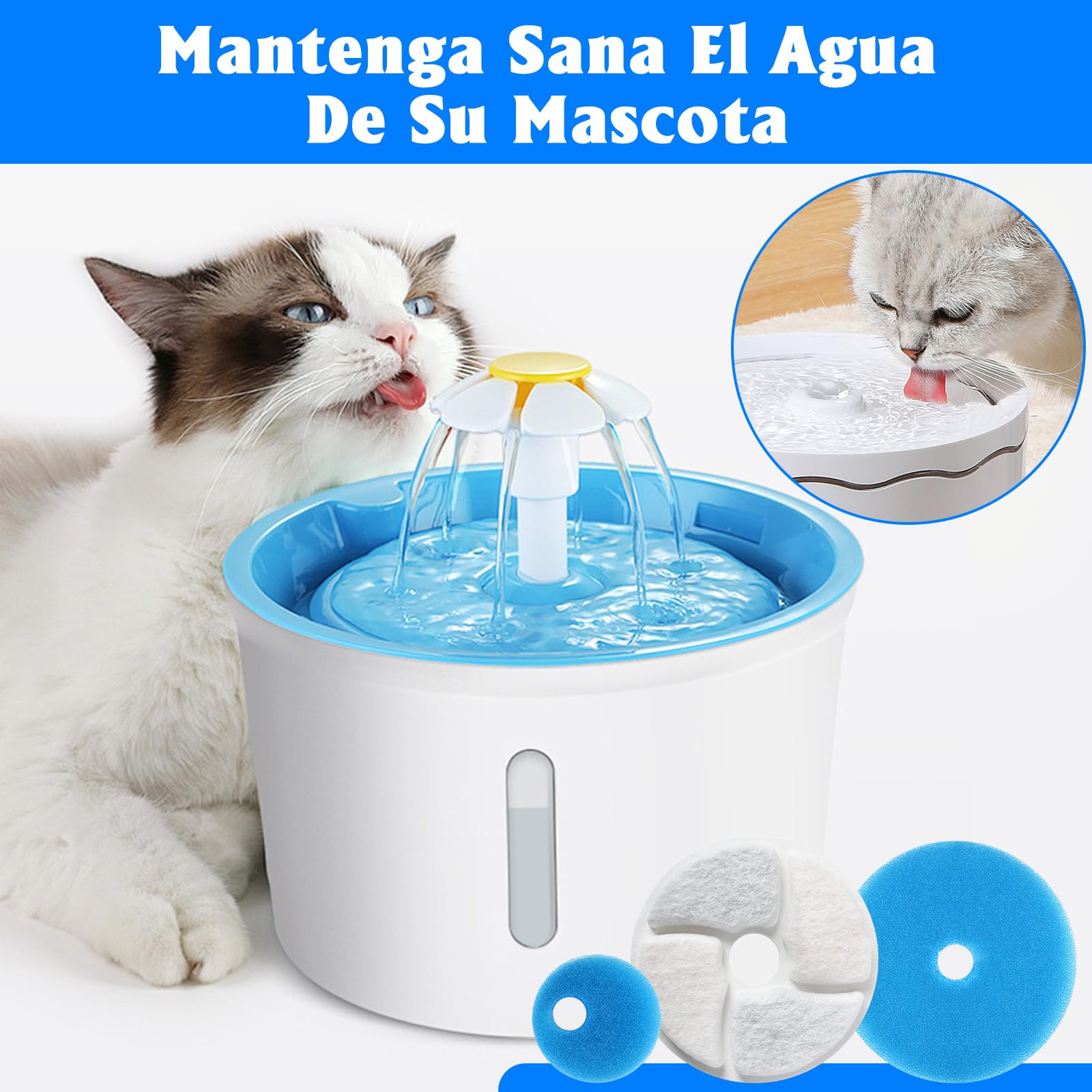 Filtros para Fuente de Gatos YINGDIHUT Blanco con Resina y Carbón Activo 6 Piezas