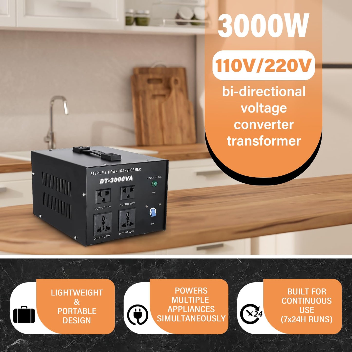 Transformador de Voltaje YaeCCC 3000VA 110V/220V CA-CA 3000VA