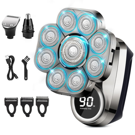 Rasuradora Eléctrica Head Shaver 9D Resistente al Agua con Pantalla LED para Hombre