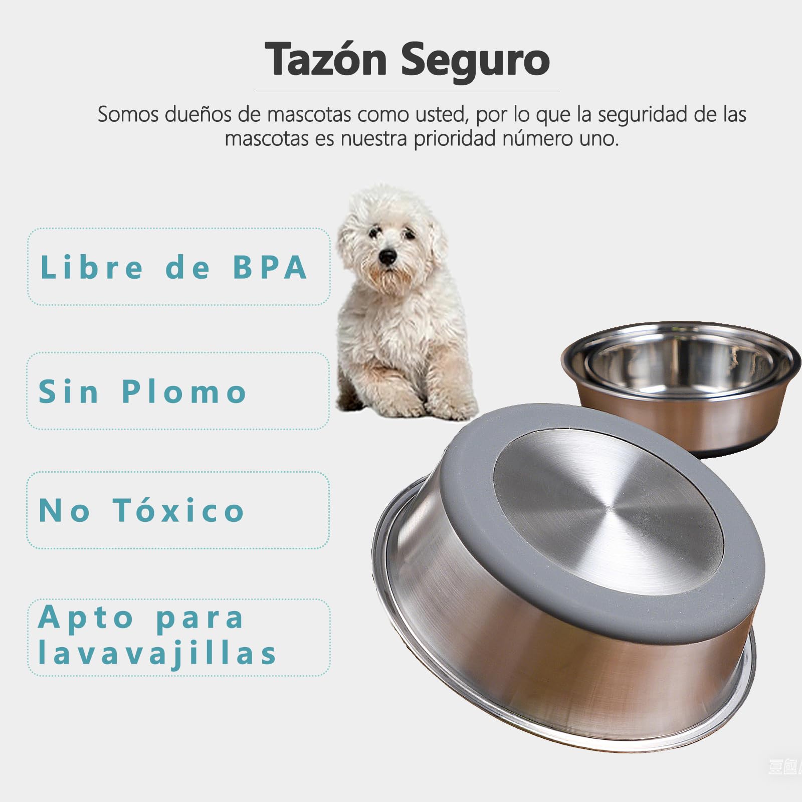 Tazón de Acero Inoxidable TEZXSAEW Gris 14CM para Perros y Gatos