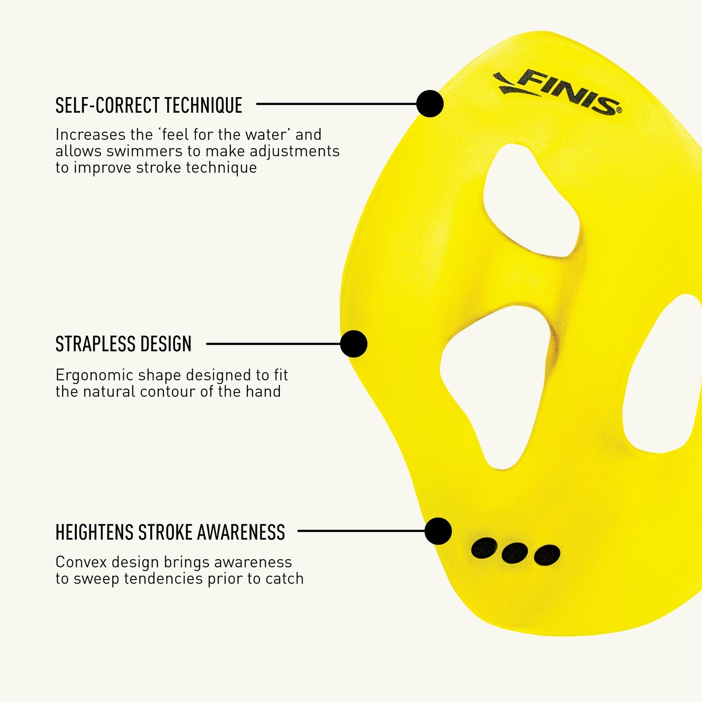 Finis ISO - Pala de Entrenamiento para natación, Color Negro y Dorado, Grande