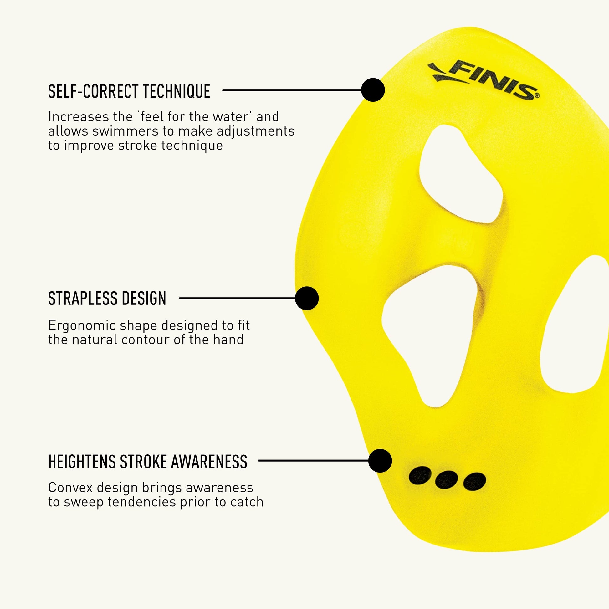 Finis ISO - Pala de Entrenamiento para natación, Color Negro y Dorado, Grande