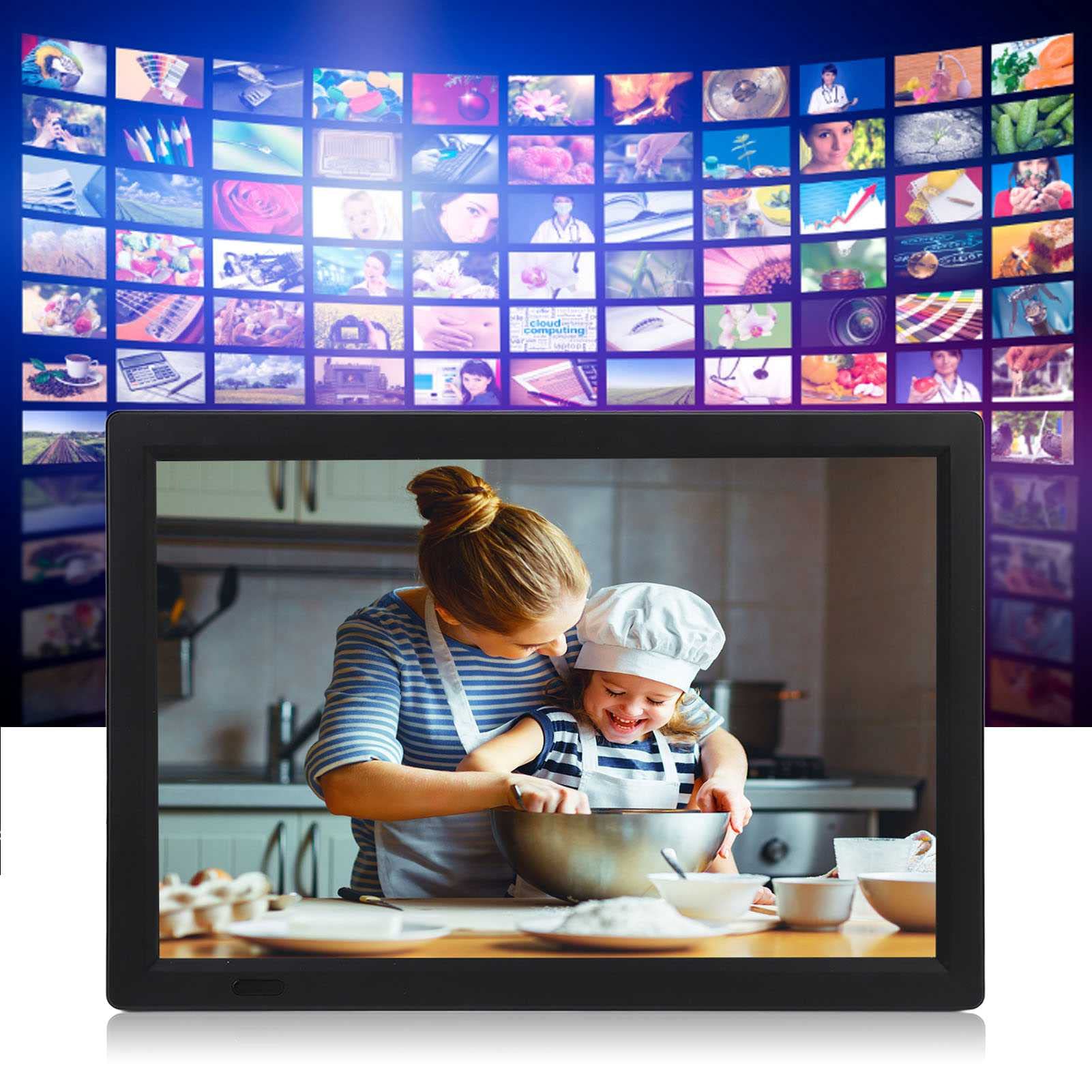 Televisión LED Multifuncional Portátil MKV/MOV/AVI/WMV/MP4/FLV/MPEG1-4/1080P Video en Negro