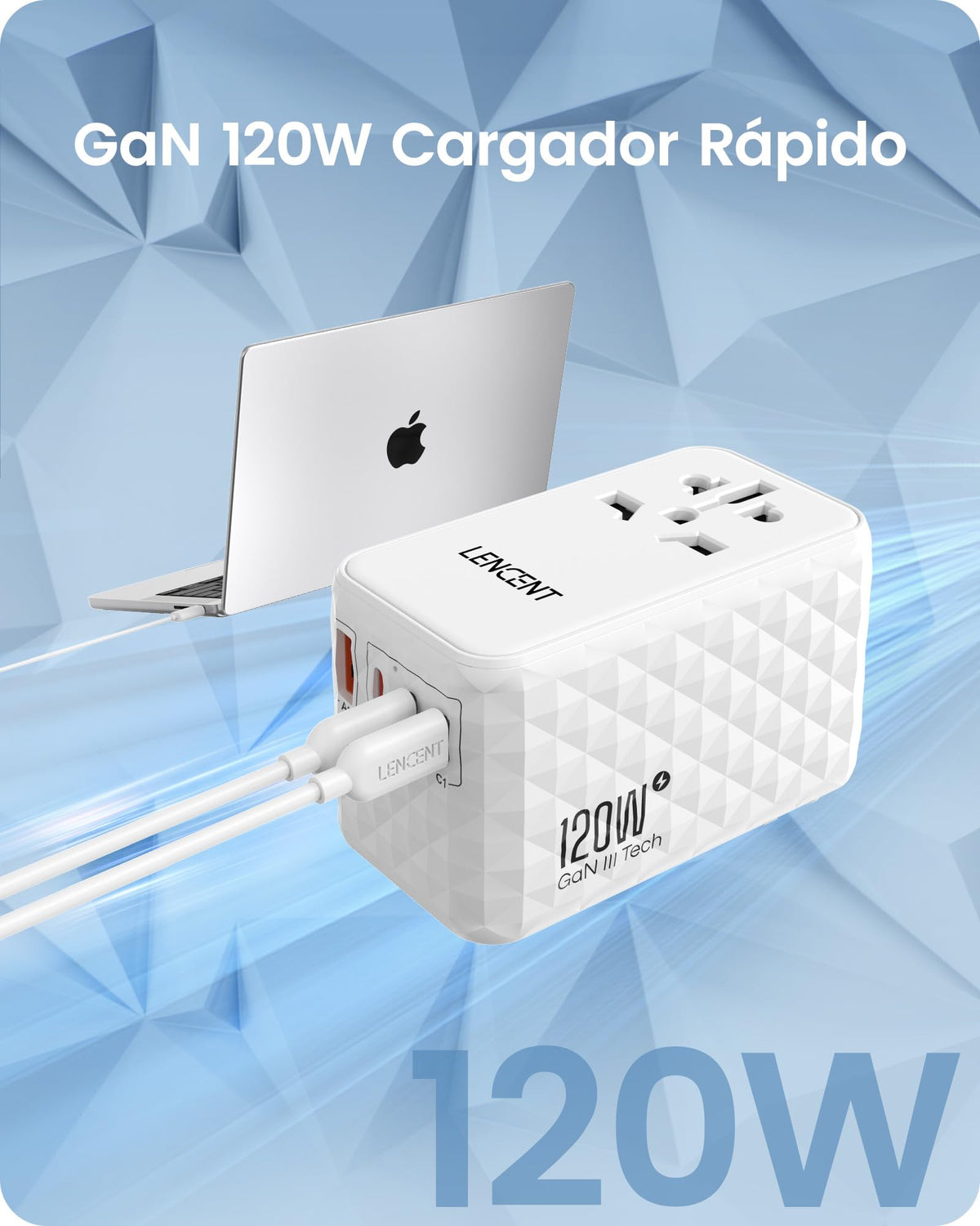 Adaptador Universal de Viaje LENCENT Negro con USB de 120W