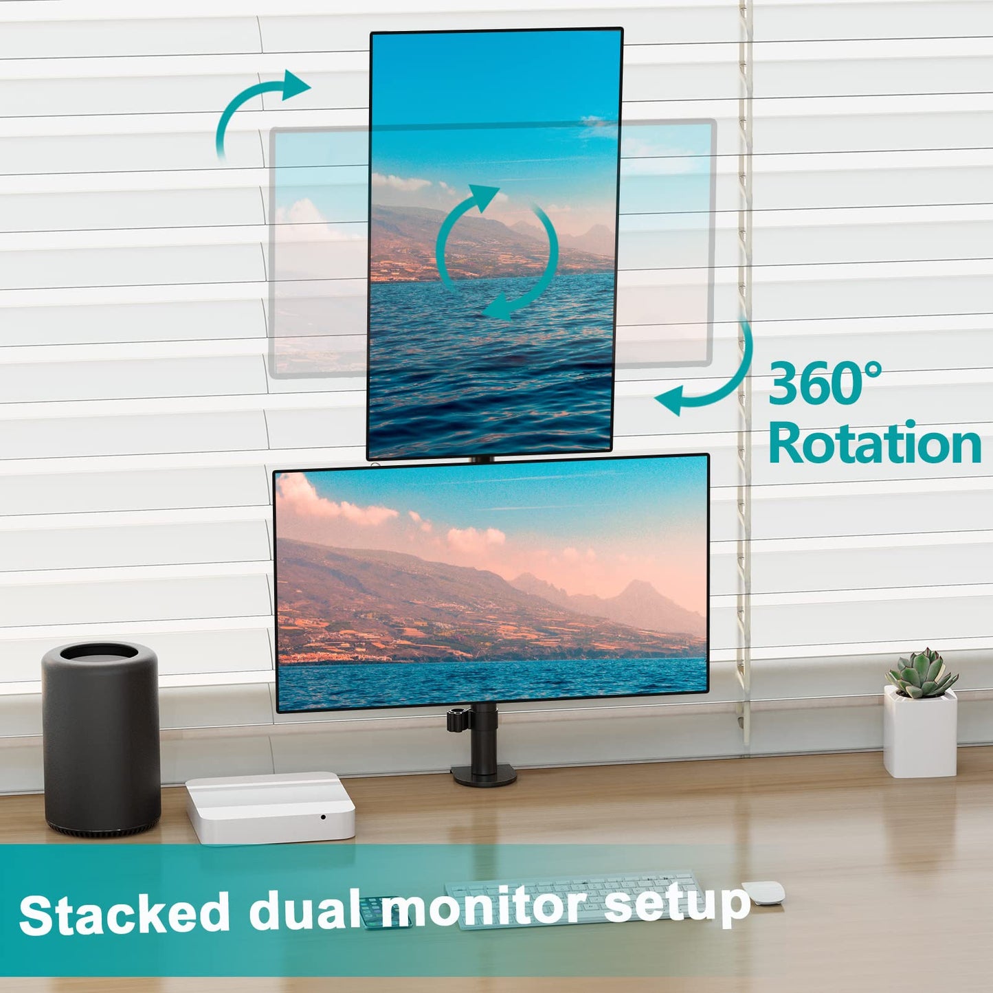 Soporte Vertical para Monitor Doble MOUNT PRO Ajustable y Giratorio para 2 Monitores de hasta 32 Pulgadas