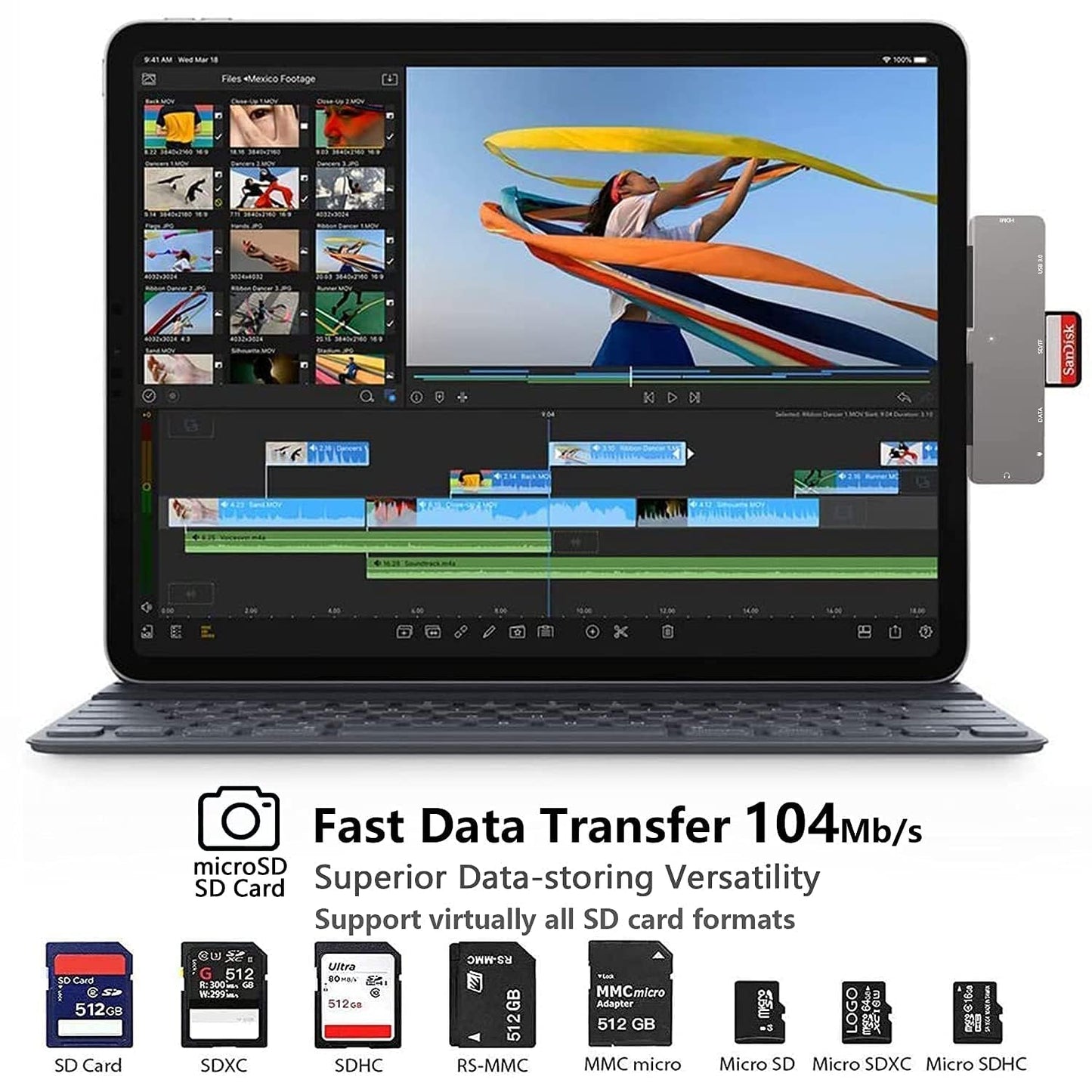 Hub USB C NXPGKEA para iPad Pro y Air con HDMI 4K 60Hz, Conector de Auriculares 3.5 mm, USB 3.0 y PD Carga y Datos