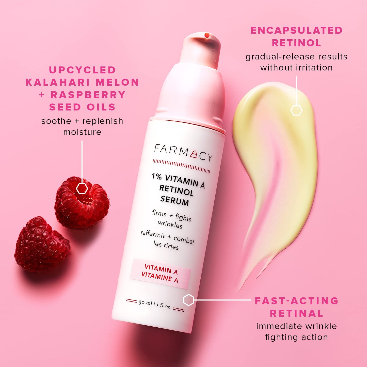 Farmacy YISHIQIFarmacy Retinol Serum for Face - 1% Vitamin A Anti Wrinkle Serum - Resurfacing Retinol Serum with 2 Retinoid Types - Formulated with Upcycled Ingredients