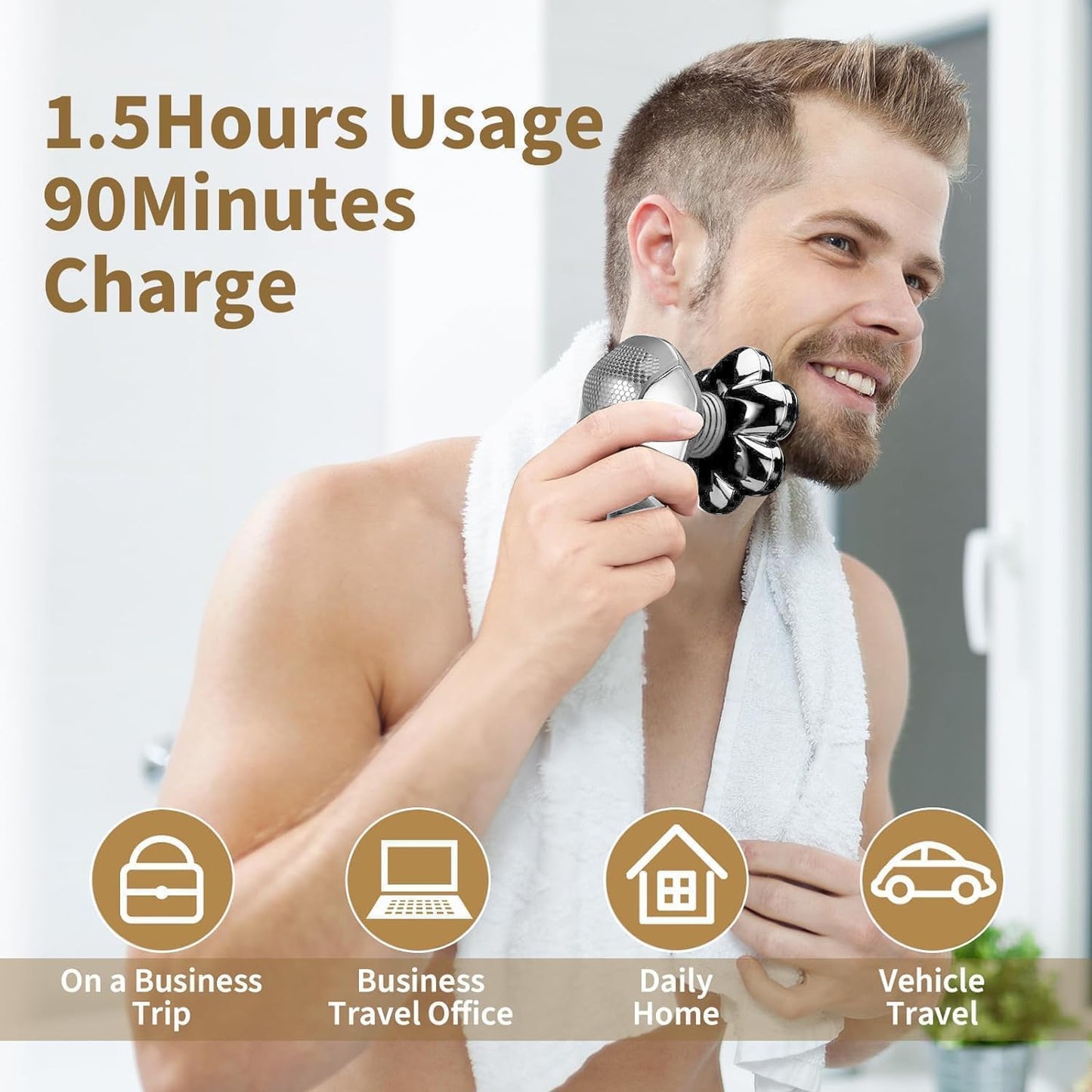 SHPAVVER - Afeitadoras de cabeza para hombres calvos: maquinilla de afeitar eléctrica 5 en 1 - IPX7 - Kit de afeitado impermeable para balder - Turbo velocidad y cuchillas de precisión (blanco plata)