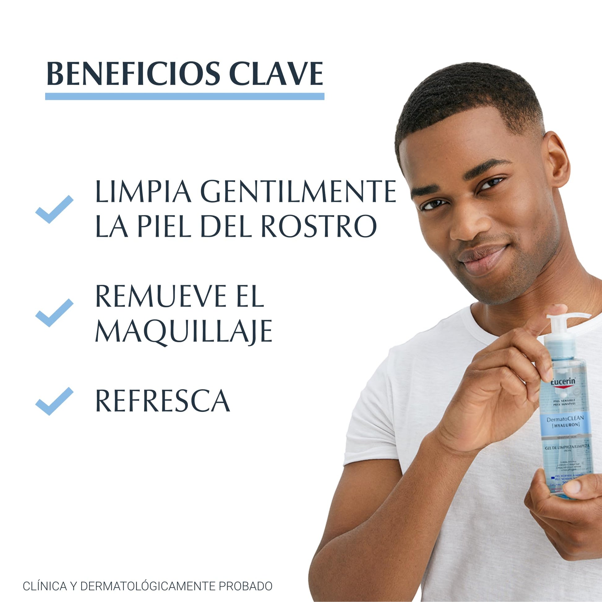 Eucerin Gel Limpiador Facial DermatoClean para piel normal a mixta, 200ml, empaque puede variar