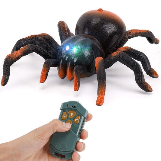 Liberty Imports RC Moving Tarántula Spider – Juguete de control remoto inalámbrico para niños, ideal para bromas y decoraciones de Halloween, movimiento realista y ojos LED brillantes