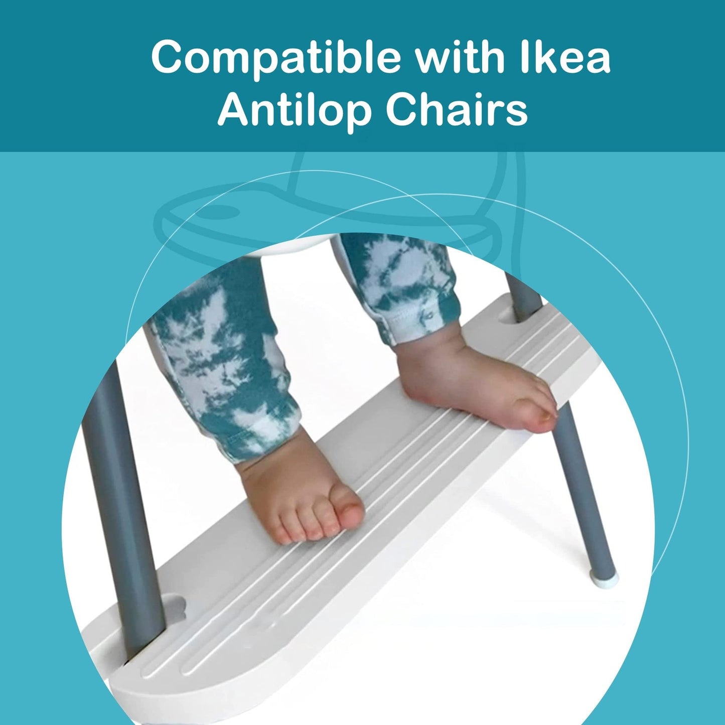 Reposapiés blanco IKEA para silla alta, compatible con sillas antilop | Reposapiés ajustable, reversible y antideslizante para silla IKEA – Fabricado con polipropileno duradero – (19.7 x 4.7 x 1 pulgadas)