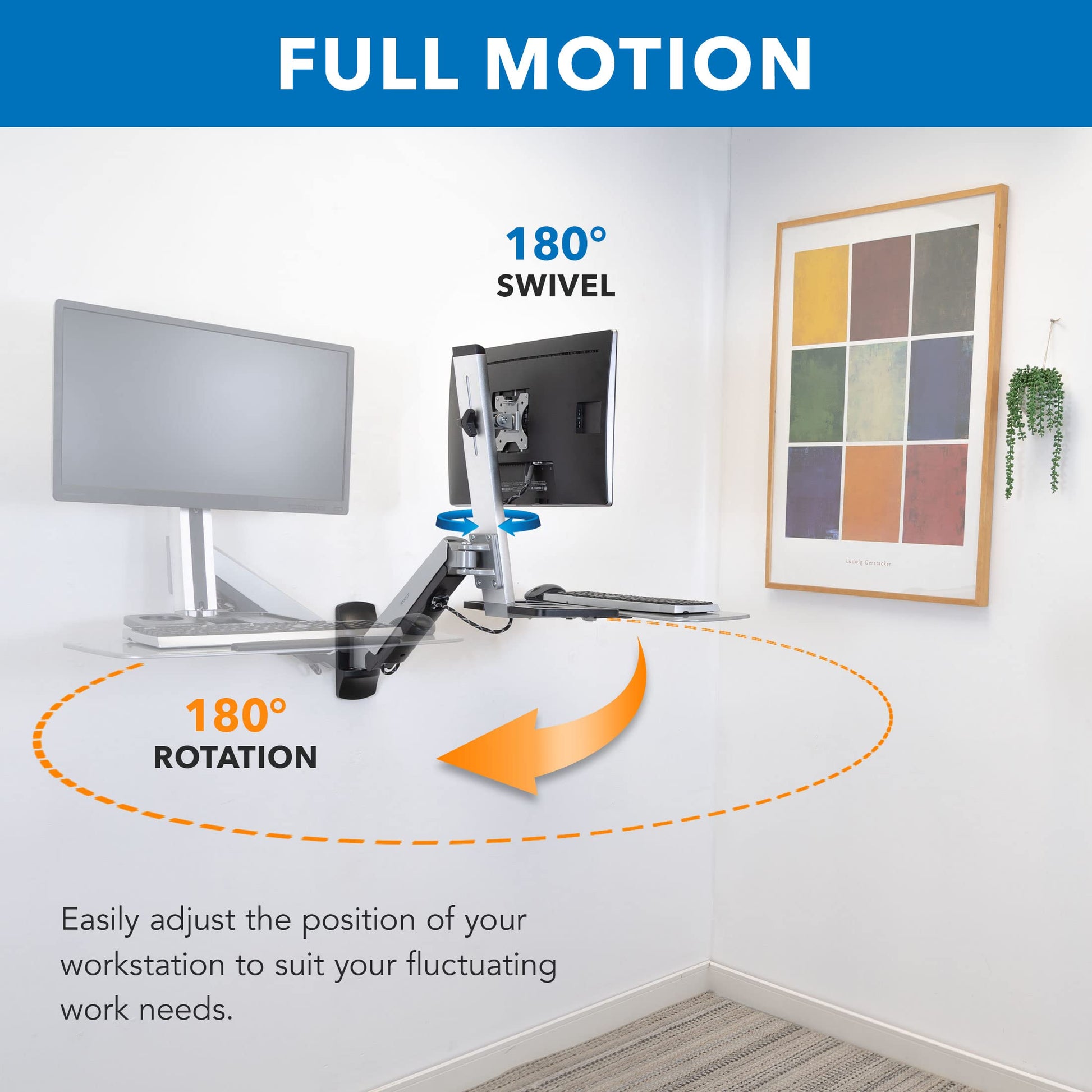 Estación de Trabajo de Montaje en Pared Mount-it! Ajustable con Soporte de Monitor y Bandeja para Teclado