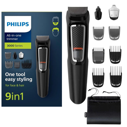 Recortadora Multigroom Philips Serie 3000 Negro tecnología DualCut 9 en 1
