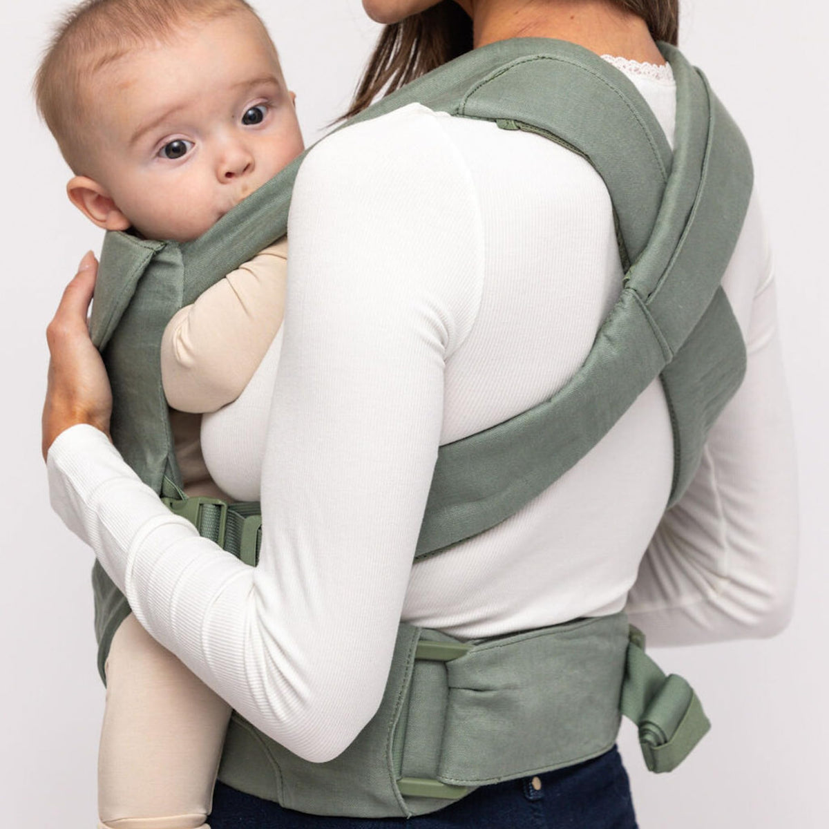 WildBird - Transportador aéreo - 7 a 45 libras - para mamás, papás y cuidadores - 100% fibras de lino europeas naturales - Versátil y ajustable - Tamaño grande - Tela acadiana
