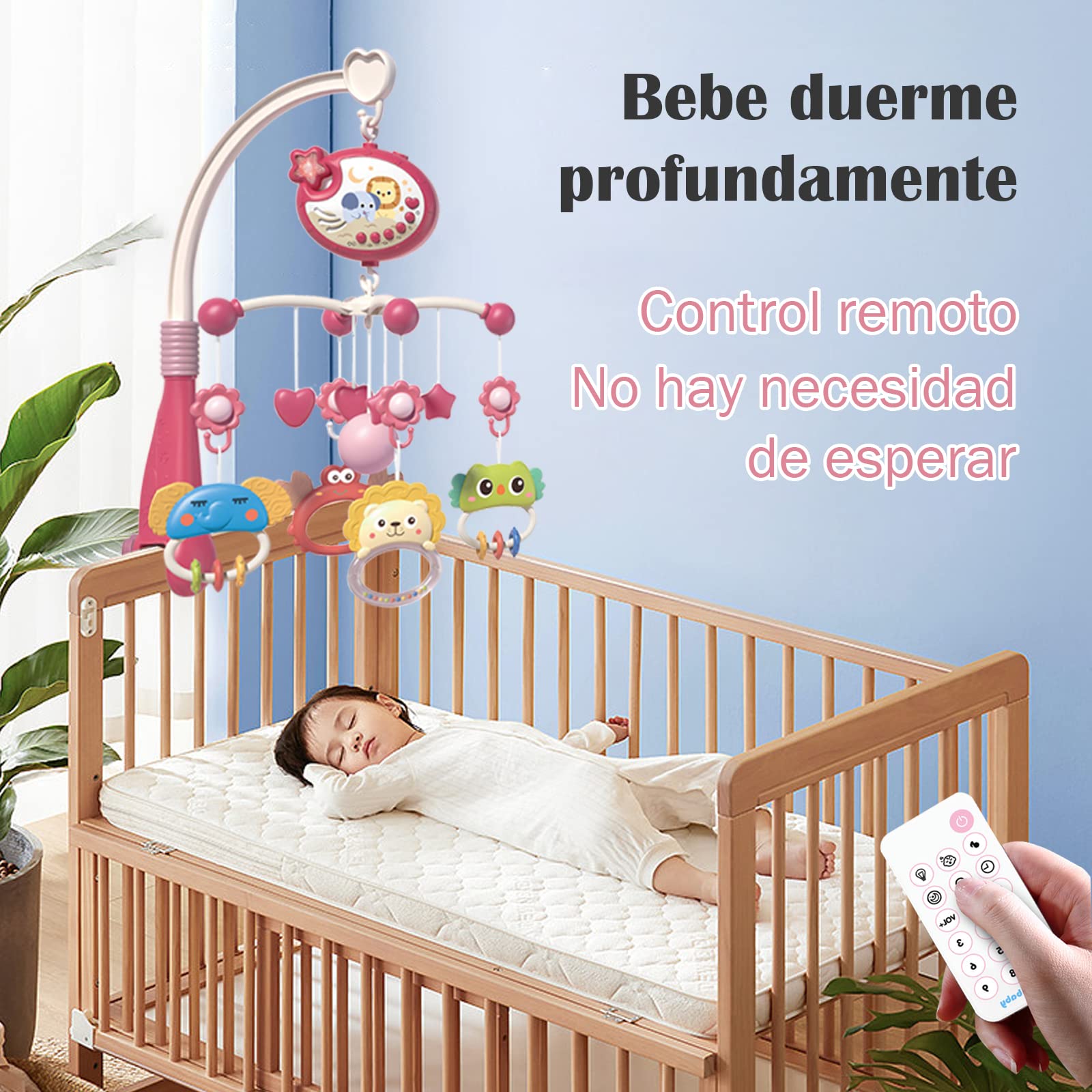 Juguetes para Cuna de Bebe Musical,Móvil para Bebé Giratoria 360° con Proyección y Mando A Distancia,decoración de cama para recién nacidos,Regalo para Recién Nacidos
