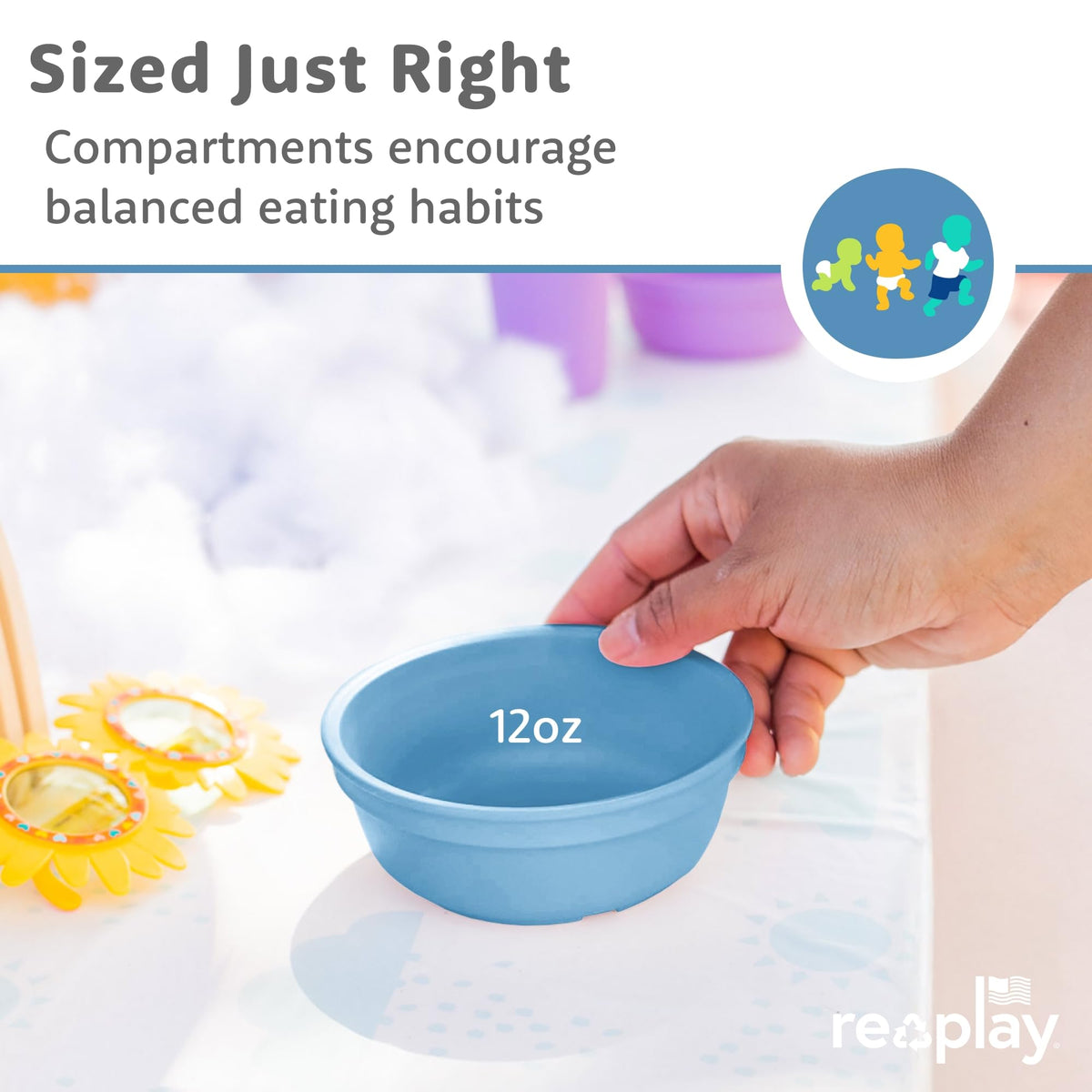 Re Play 12 Onzas. Cuencos Para Aperitivos, Postres O Guarniciones Pequeñas En Hojas, Arena, Gris, Azul Hielo, Rosa Hielo Y Blanco, Sin Bpa, Fabricados En Estados Unidos Con Jarras De Leche Recicladas