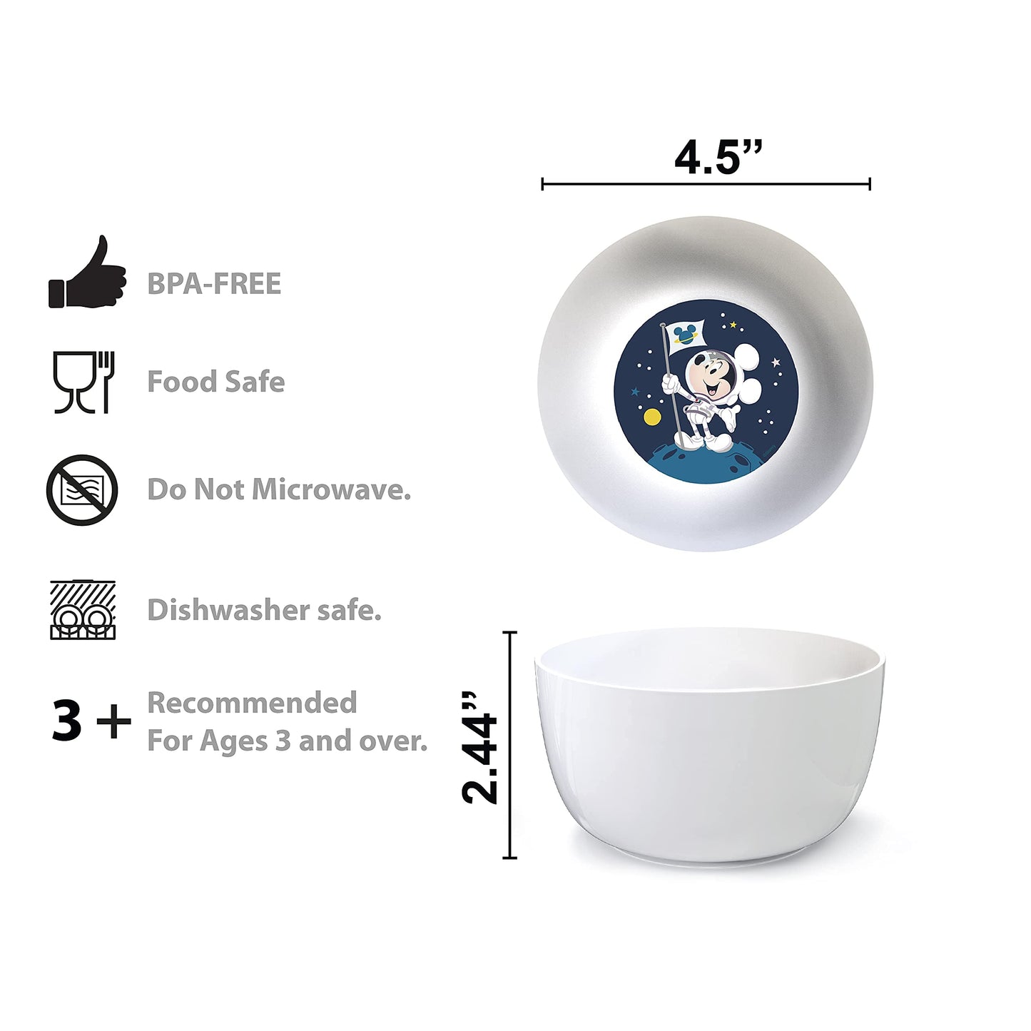 Juego de Vajilla Infantil Zak Designs Mickey Mouse de Disney Espacio Duradero sin BPA (5 Piezas) para Niños