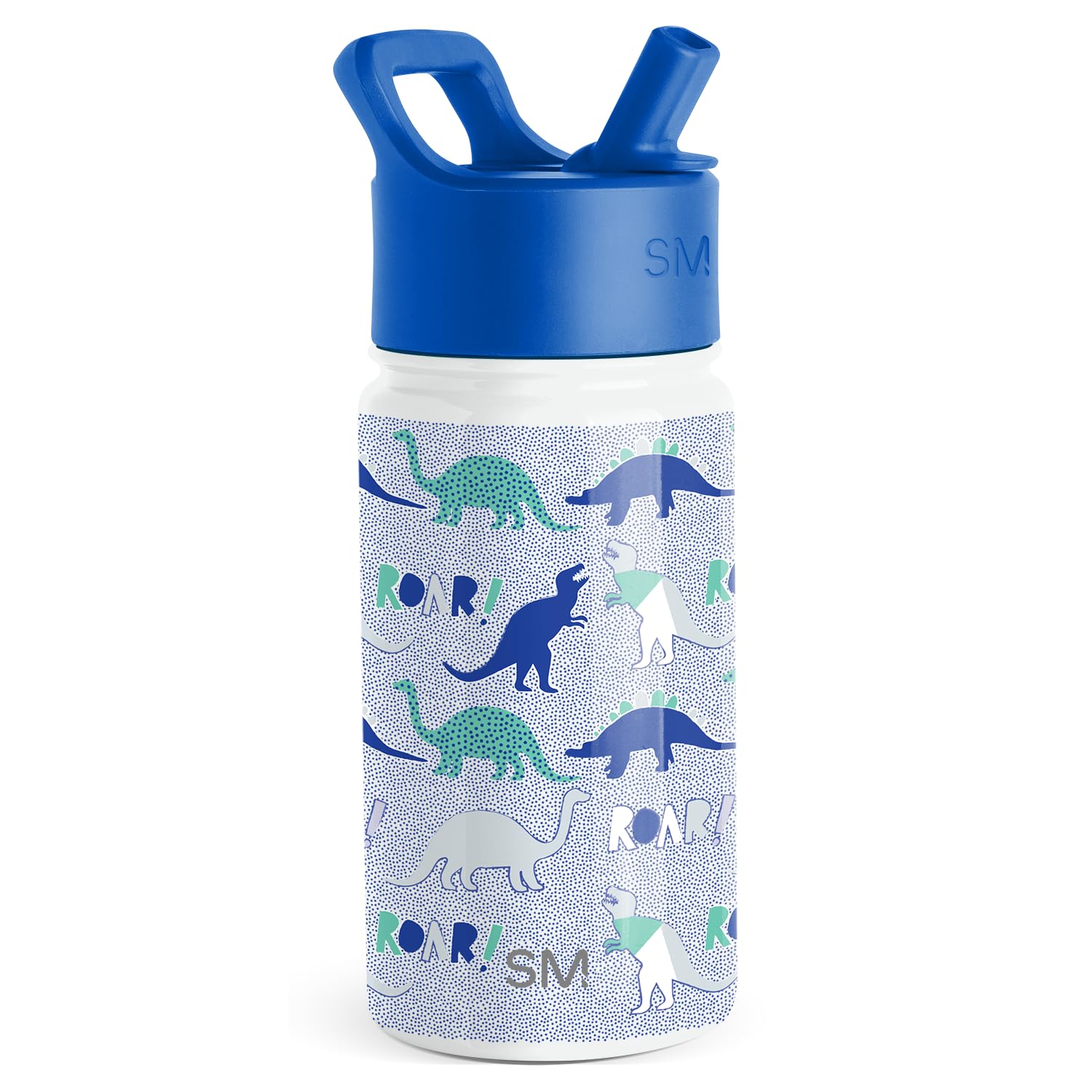 Botella de Agua Simple Modern Dinosaur Roar Reutilizable con Tapa de Popote para Niños