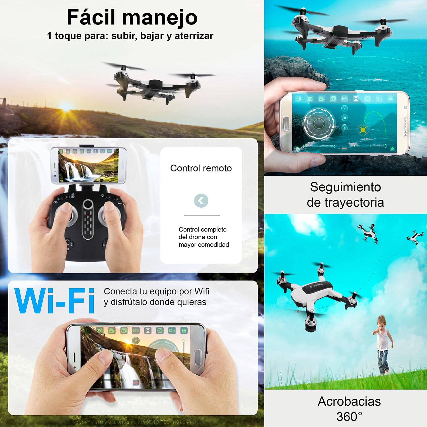 Drone VAK 1811 Camara 4K Wifi control App 4 ejes alcance 100m estabilizador