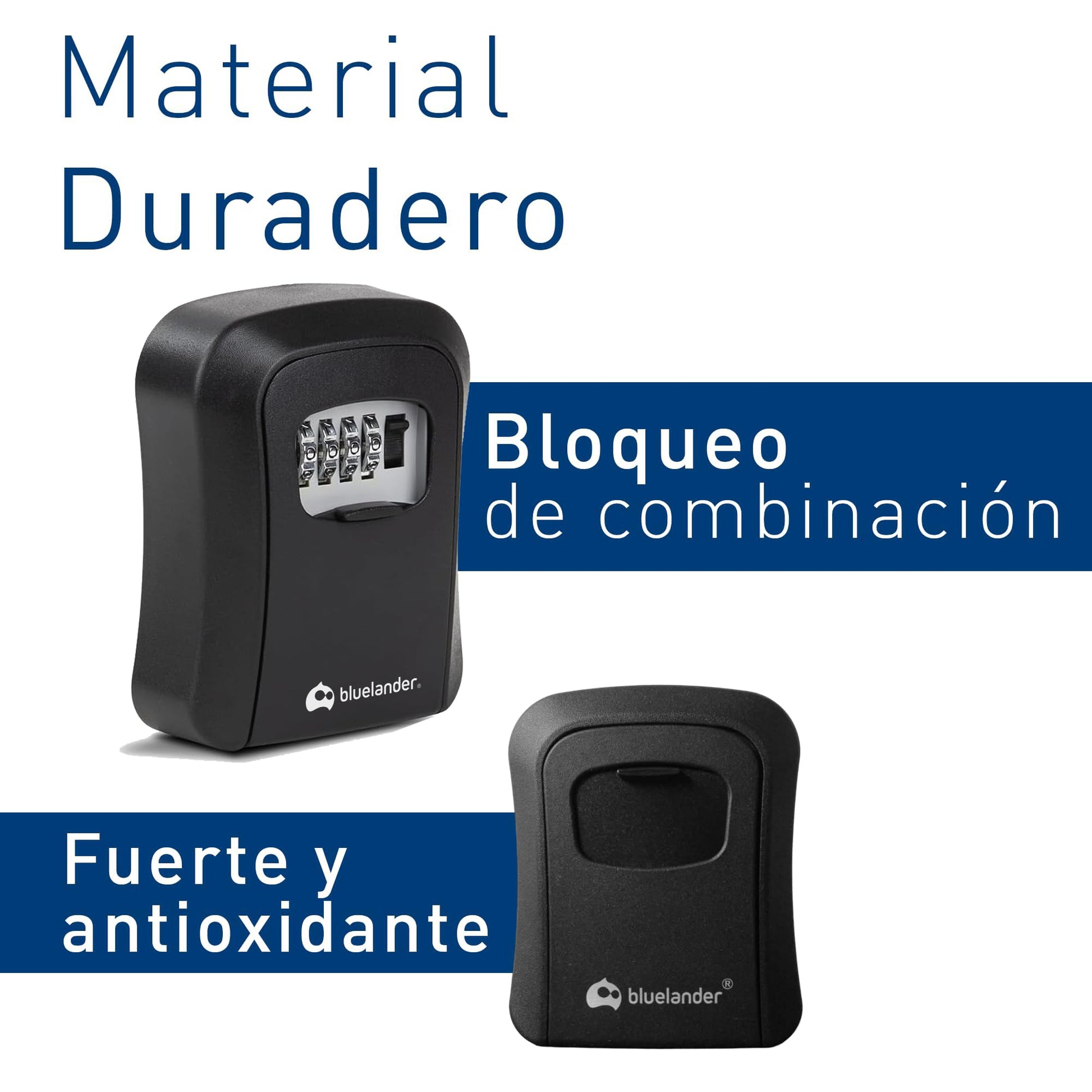 Bluelander Caja Fuerte De Almacenamiento con Candado de Combinación Montada En La Pared para Llaves, Código de 4 Dígitos, Fácil de Usar e Instalar, Soporta Caídas y Lluvia para Casa, Airbnb y Oficina