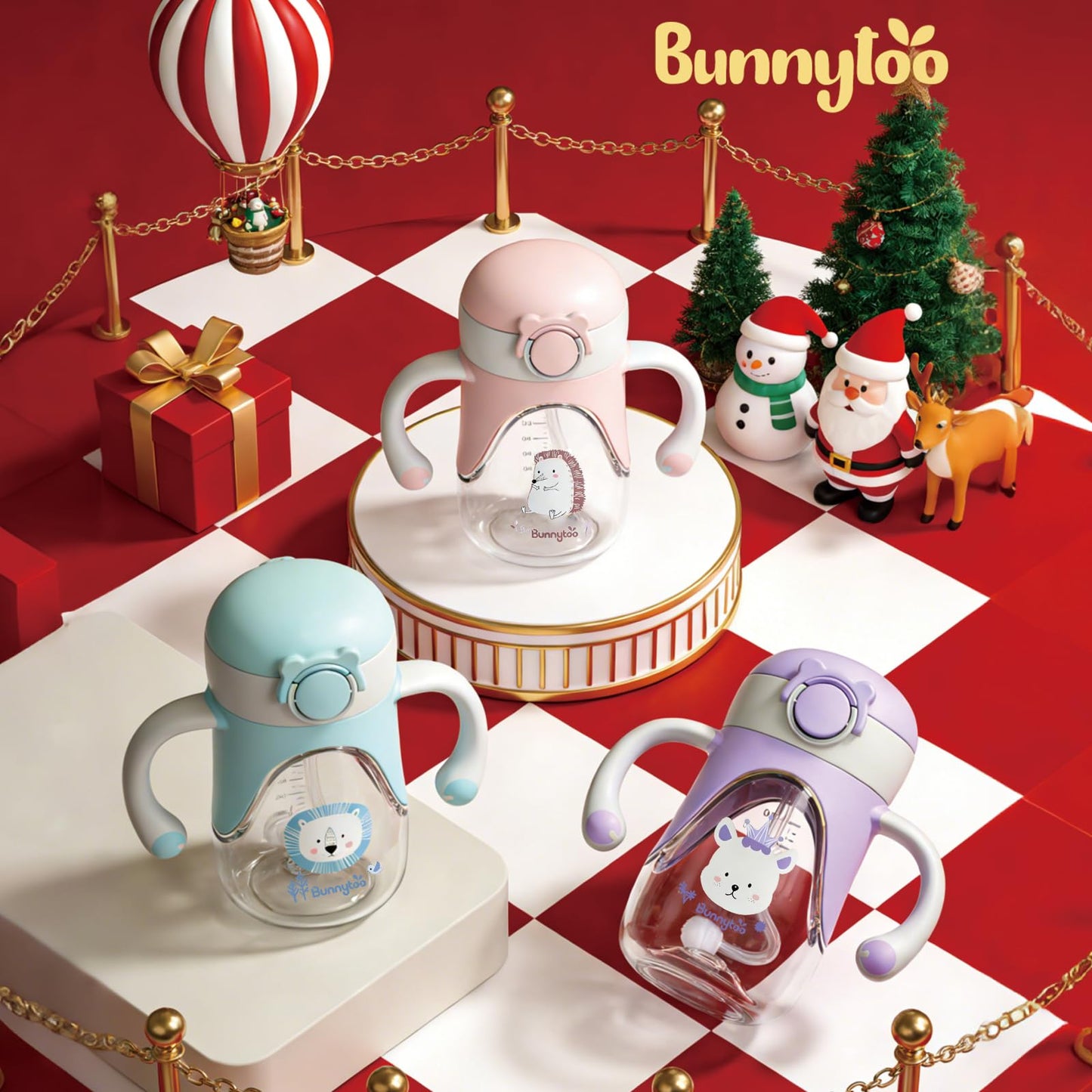 Bunnytoo - Taza para bebé con pajita pesada, taza de transición para estudiantes con boquilla de silicona suave, a prueba de derrames, taza con mango, adecuada para bebés mayores de 6 meses, sin BPA, 8 oz (azul)