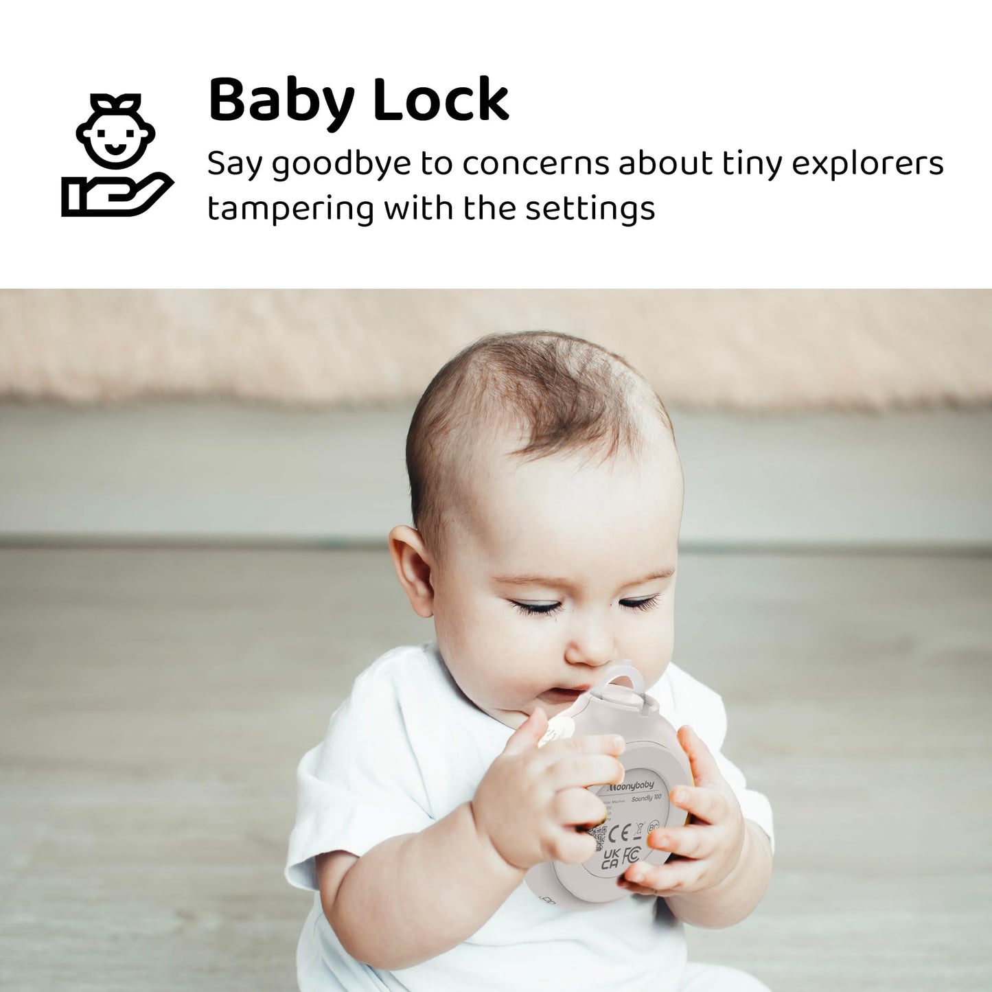 Moonybaby- Máquina de sonido portátil, para calmar el sueño del bebé, 9 sonidos relajantes, ruido blanco, silencio, terapia de sonido y