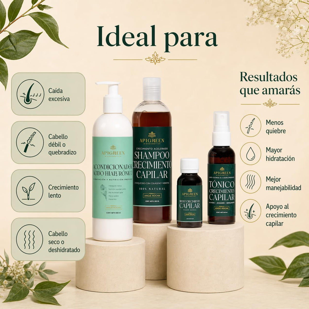 Kit Capilar Anticaída Apigreen Boost para Crecimiento y Fortalecimiento del Cabello