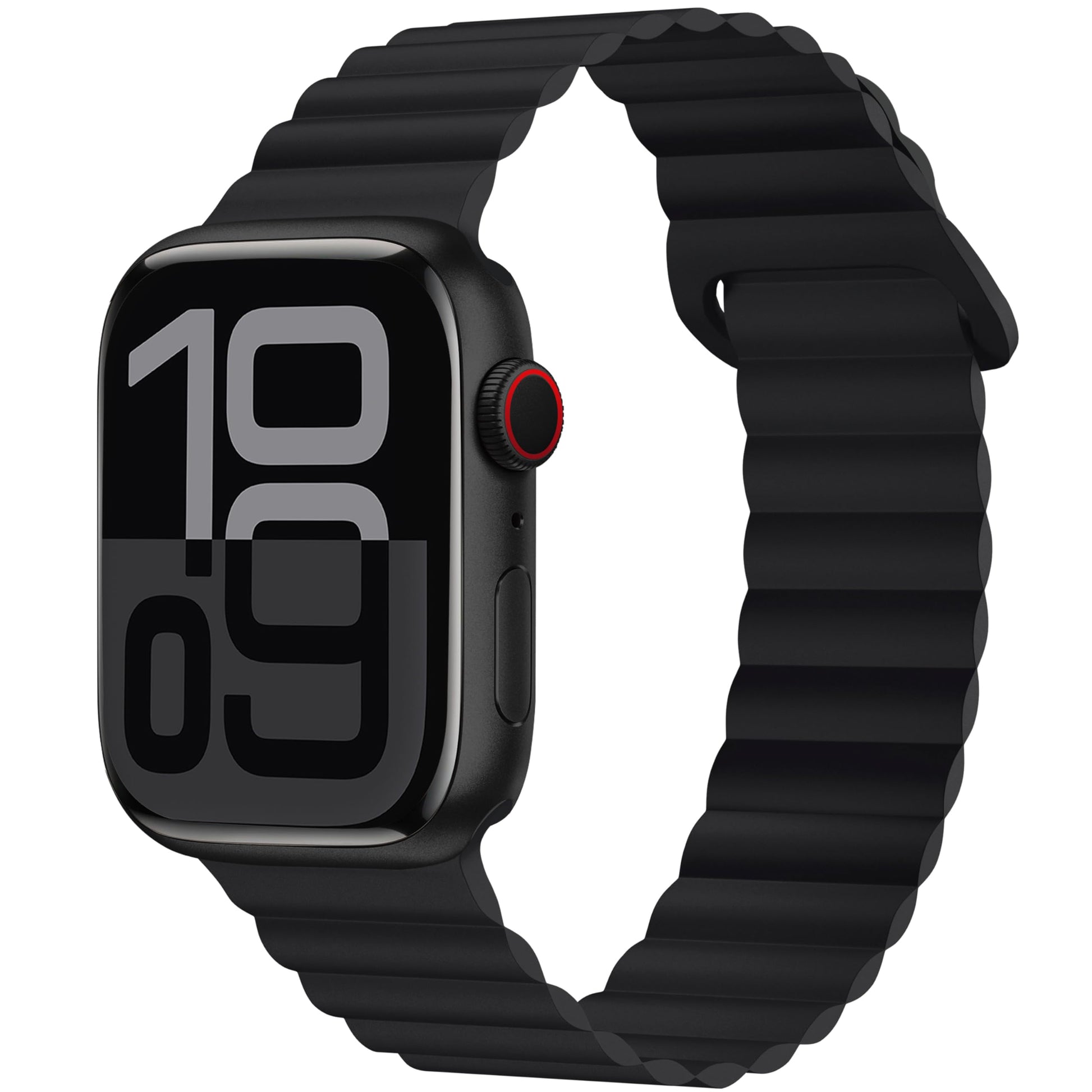 Fullmosa Correa Magnética de Silicona Para Apple Watch 44mm 45mm 42mm 49mm 46mm,Pulseras Deportiva para iWatch Ultra2/1 Series 10 9 8 7 6 5 4 3 2 1 Se Se2 Mujeres Hombres,Negro