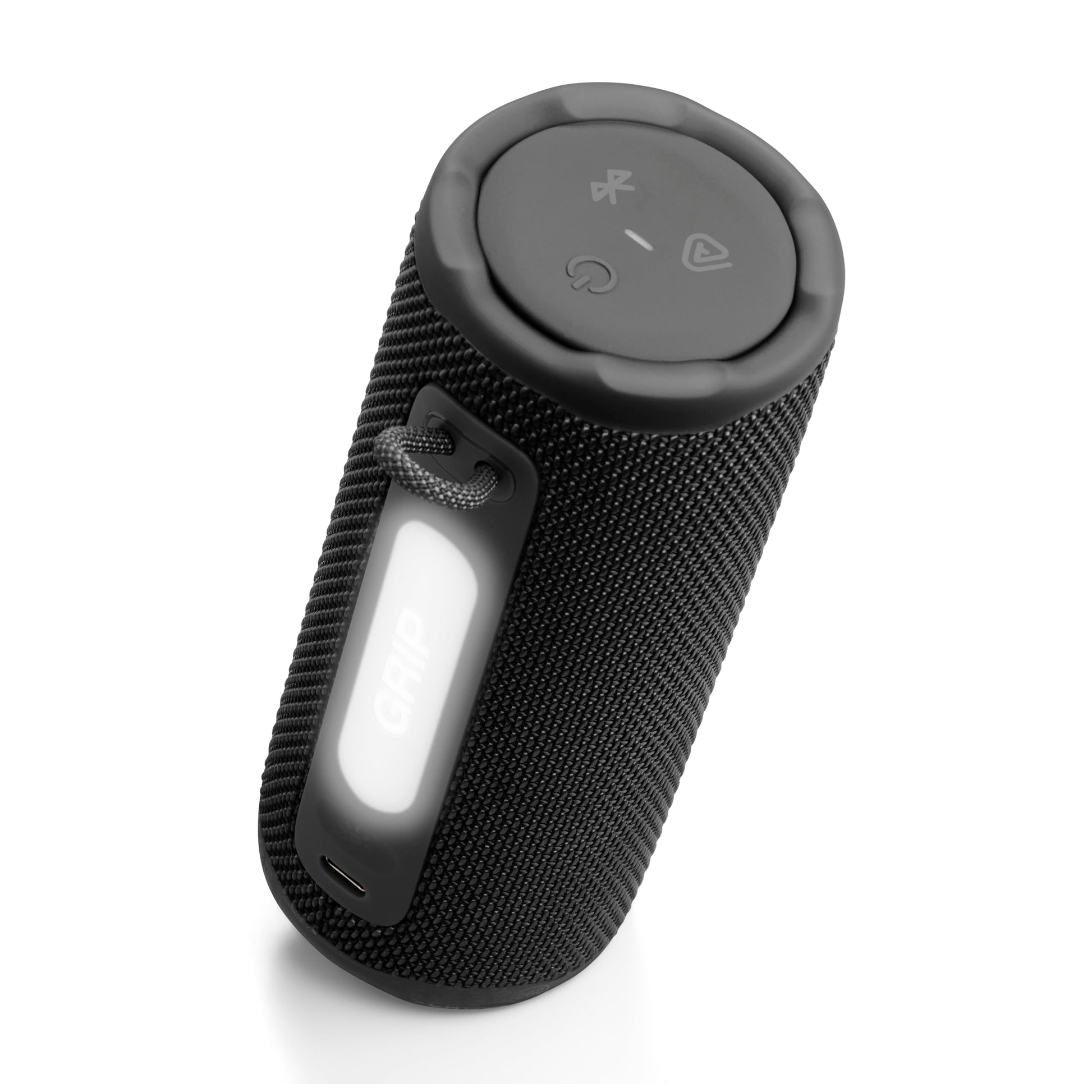 JBL Grip - Altavoz Bluetooth Compacto con Sonido Bold JBL Pro y luz Ambiental, hasta 14 Horas de Tiempo de reproducción, Agua, Polvo y Gotas (IP68) y conexión multiparlante con Auracast (Negro)