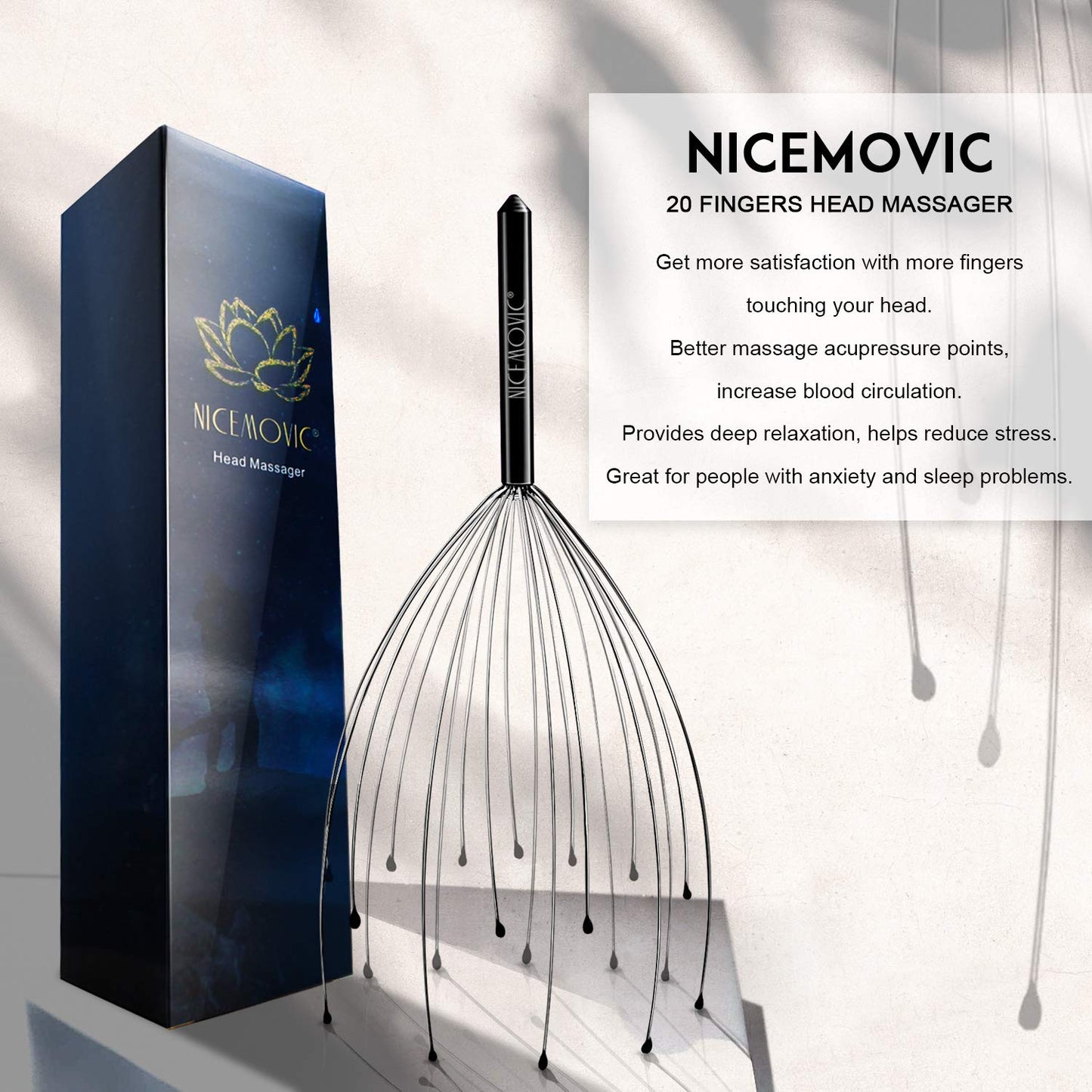 Masajeador de Cabeza NICEMOVIC Negro Pack 2 para Relajar el Cuero Cabelludo y Cuerpo