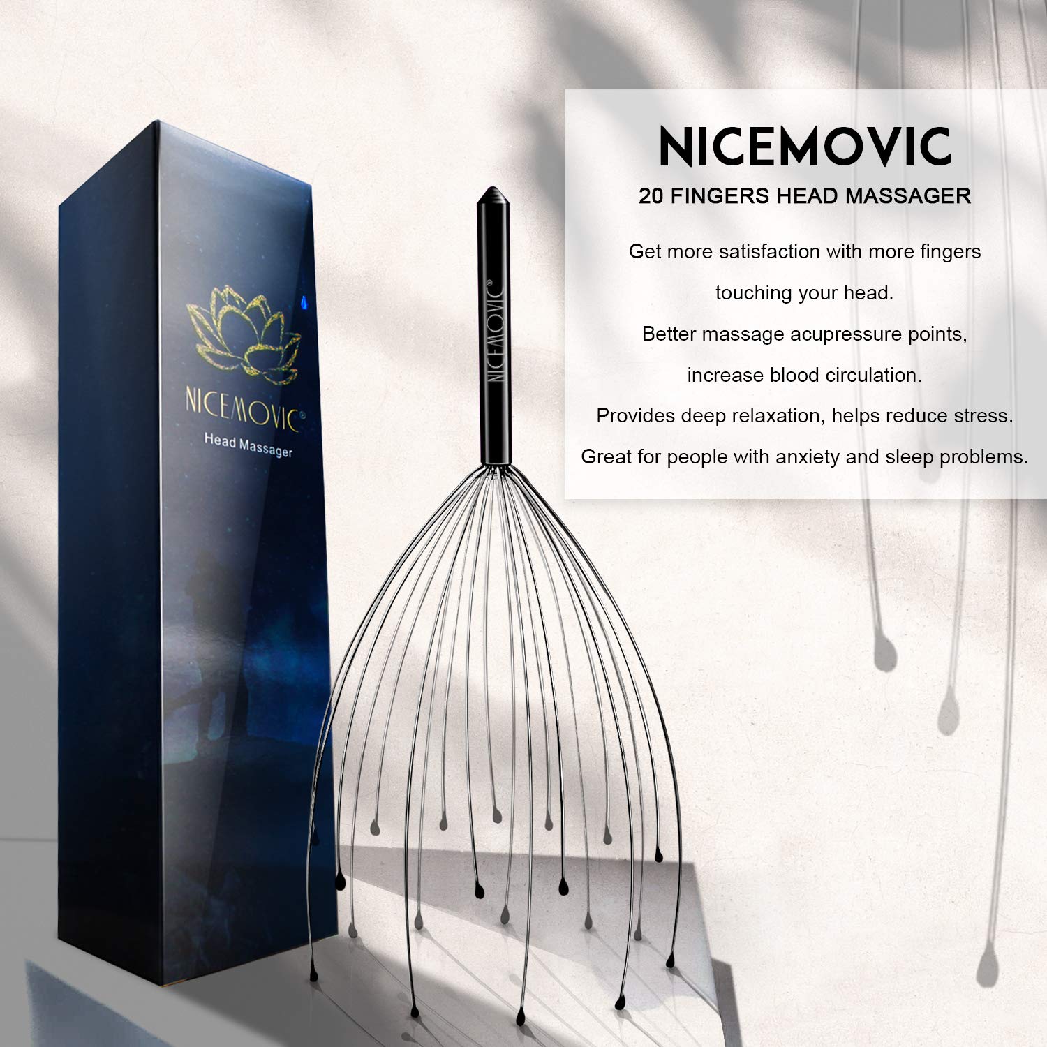 Masajeador de Cabeza NICEMOVIC Negro Pack 2 para Relajar el Cuero Cabelludo y Cuerpo