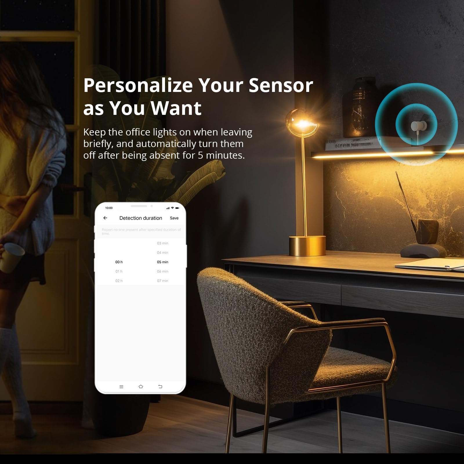 Detector de Movimiento SONOFF SNZB-06P Blanco con ZigBee para Asistencia Humana Compatible con Alexa y Google Home