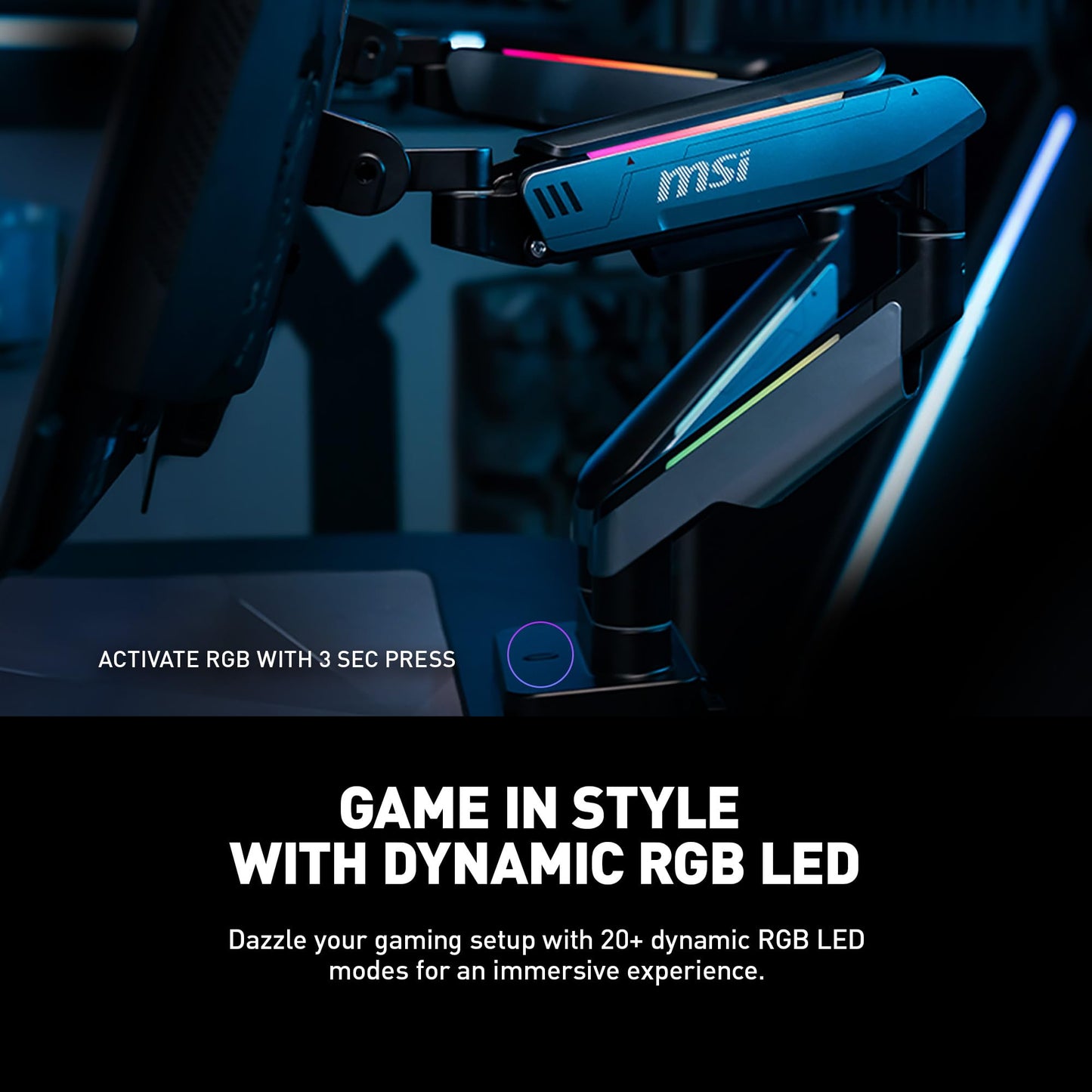 Brazos de Soporte MSI MPG Doble RGB Alta Calidad Negro Montaje Ajustable para Monitor