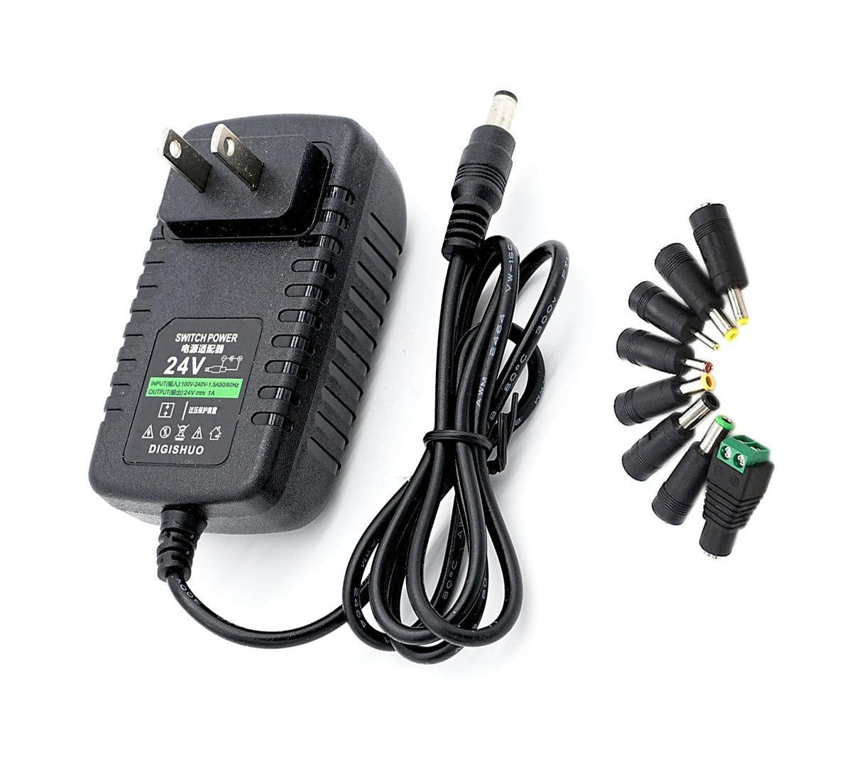 Adaptador Transformador DIGISHUO Negro 24V 1A para Tira de Luz LED y Cámara