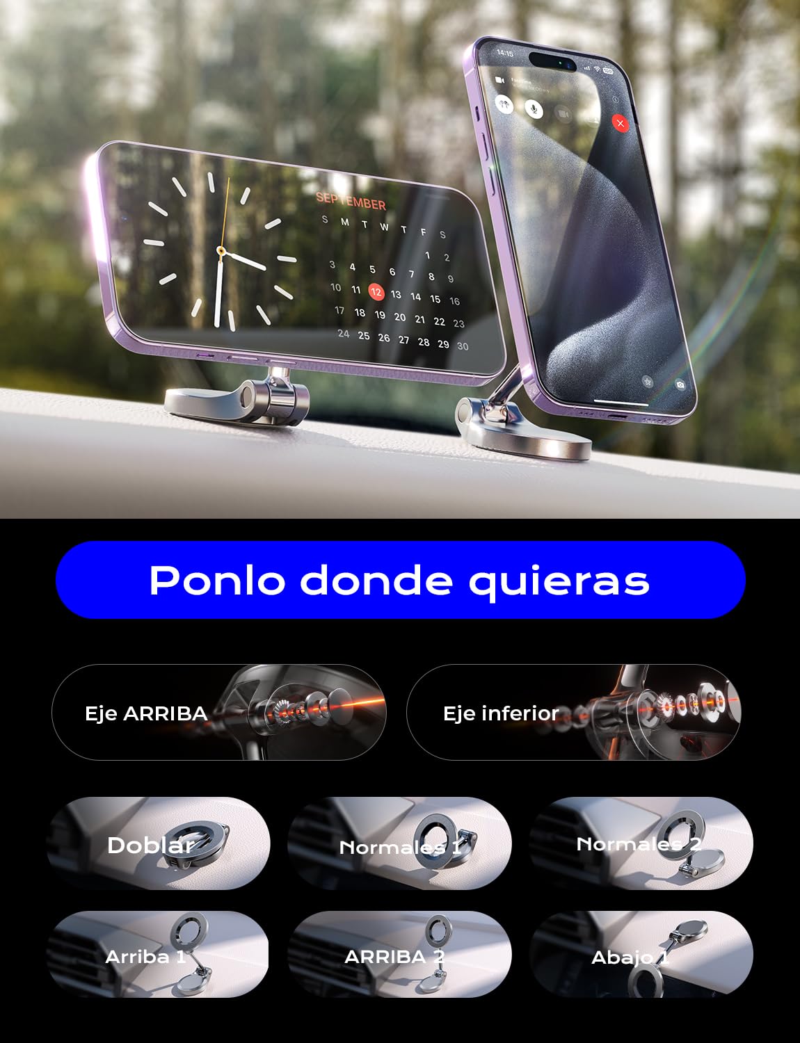 LISEN Soporte Celular Automóvil Magnético, [24 imanes N55] Porta Celular Auto Tablero, Universal Base Celular Auto para iPhone 15 Pro MAX Mini 14 13 12, Galaxy S23 S22 Ultra, Motorola, Xiaomi, Huawei