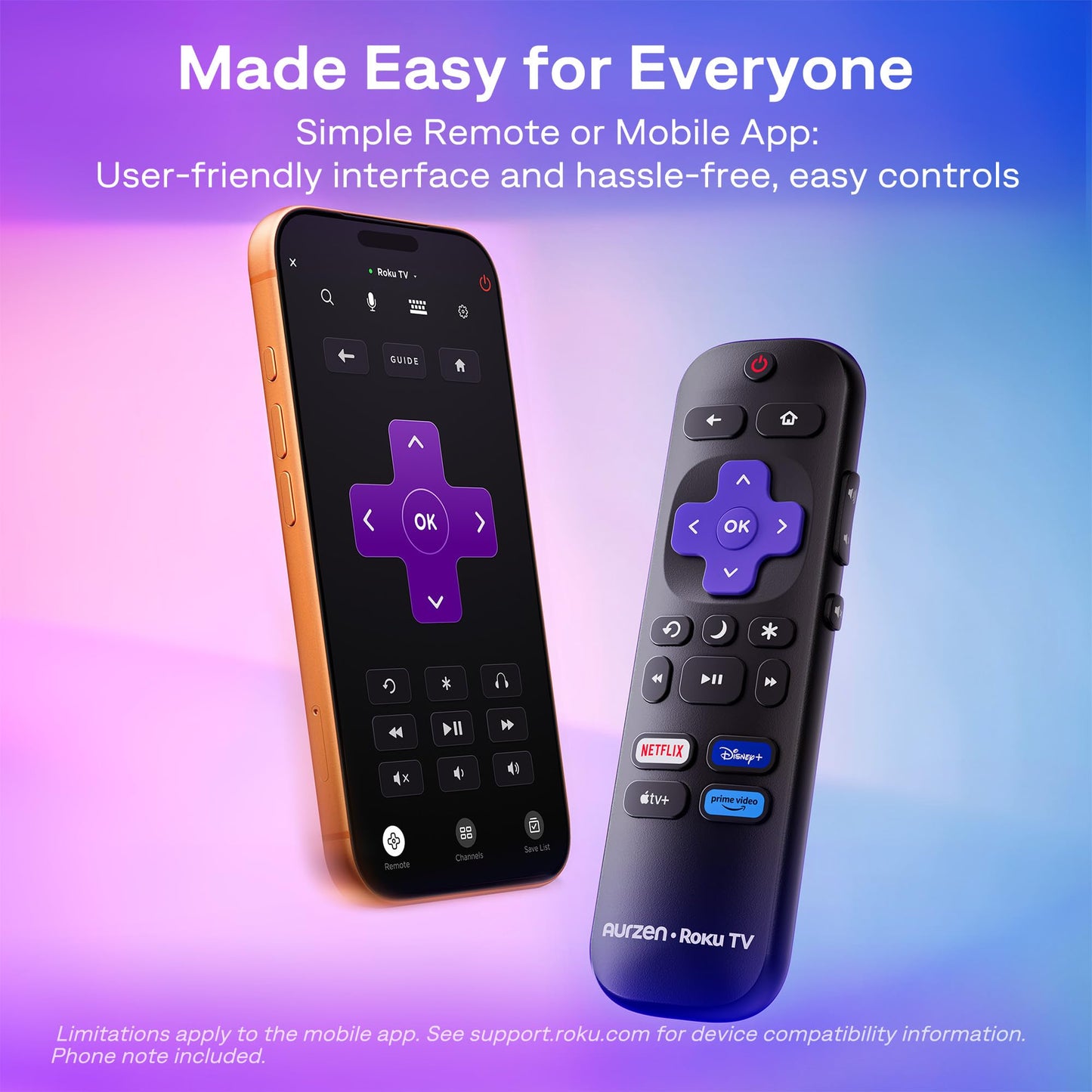 Aurzen Roku - Proyector inteligente para TV con Wifi y Bluetooth, D1R air Roku Streaming Experience incorporado, alimentado por USB-C, compatible con Native 1080P, compatible con 4K, audio DoIby