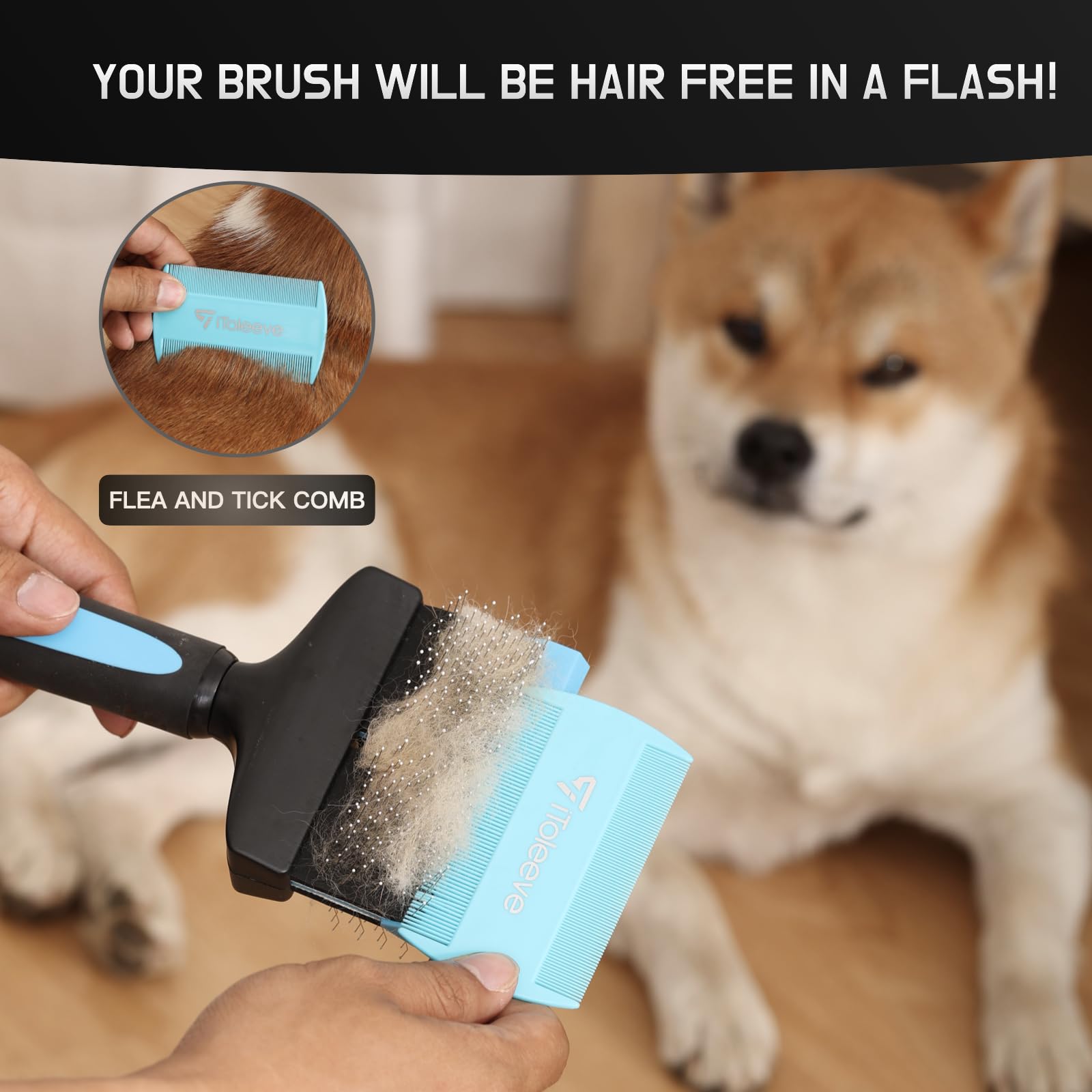 iToleeve cepillo para polvo de cepillo para polvo para perro, herramienta de aseo suave para perros y gatos sensibles, ideal para cabello largo, elimina la capa interior, enredos y nudos