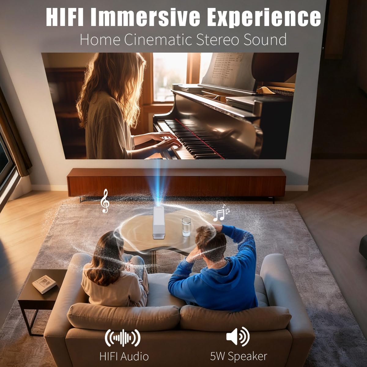 Mini proyector con wifi y bluetooth (blanco)