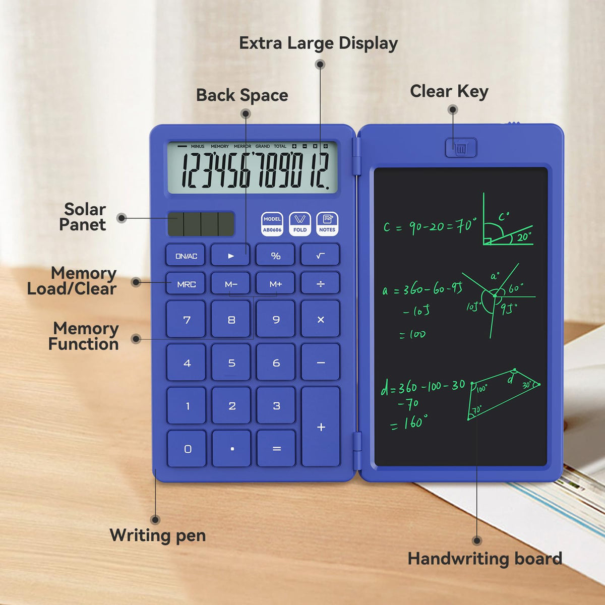 Calculadora Básica ROATEE de Escritorio LCD Borrable para Escuela Secundaria
