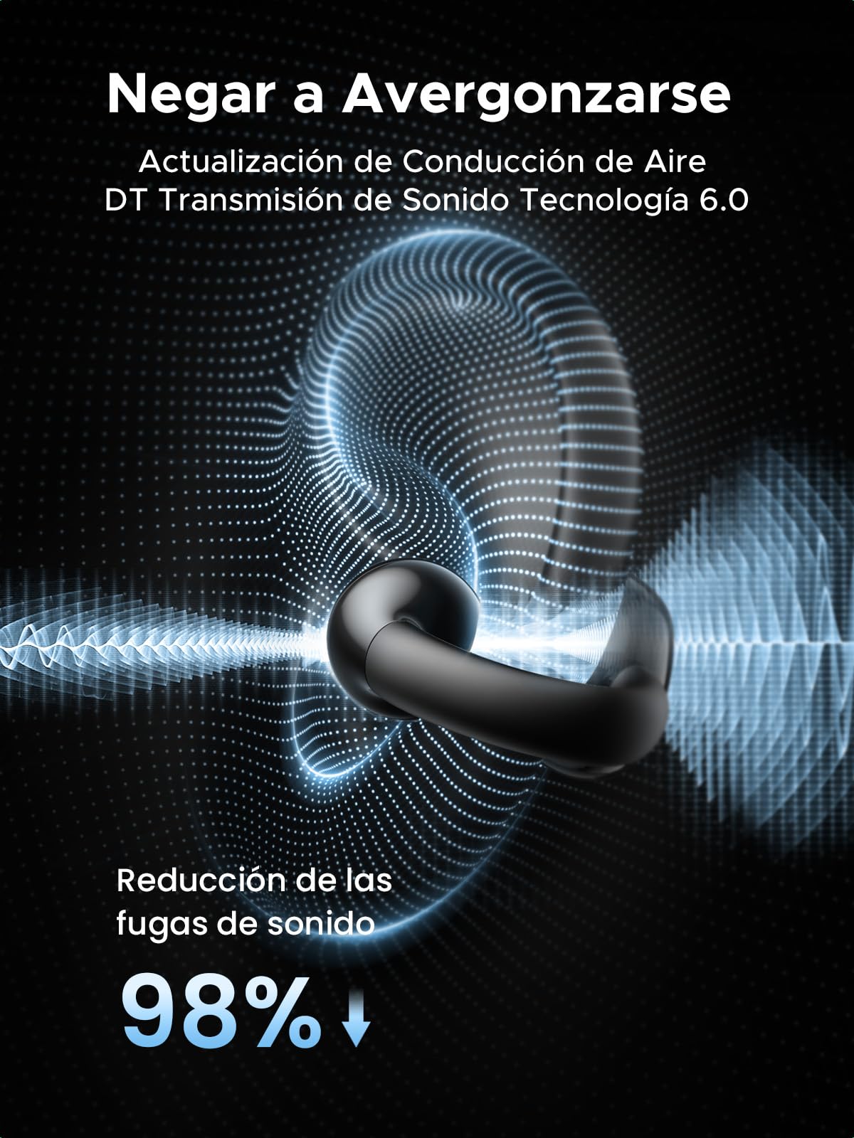 Audífonos Inalámbricos UGREEN Negro Open-Ear con ENC y Carga Rápida para 30 Horas de Reproducción